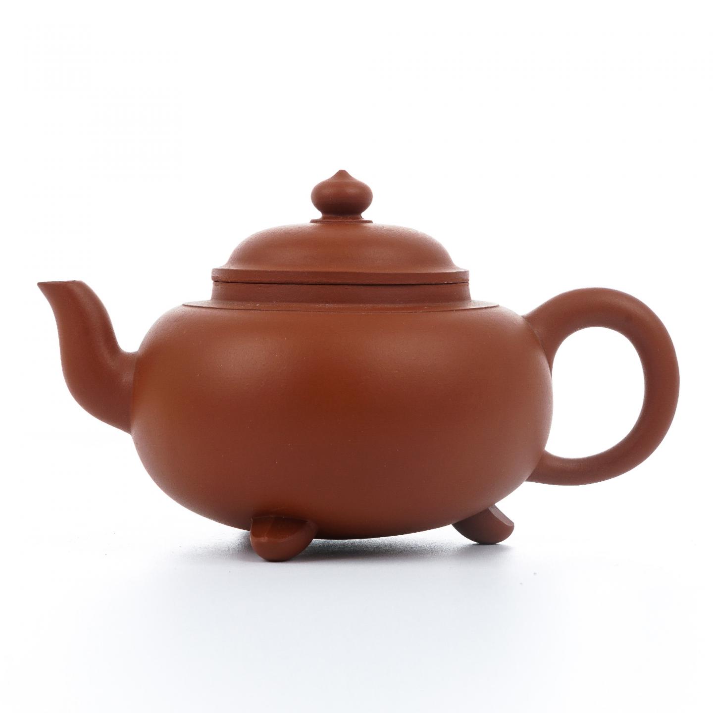 任陶渊 三足鼎炉壶 紫砂壶 约90年代 约350cc 约高93mm