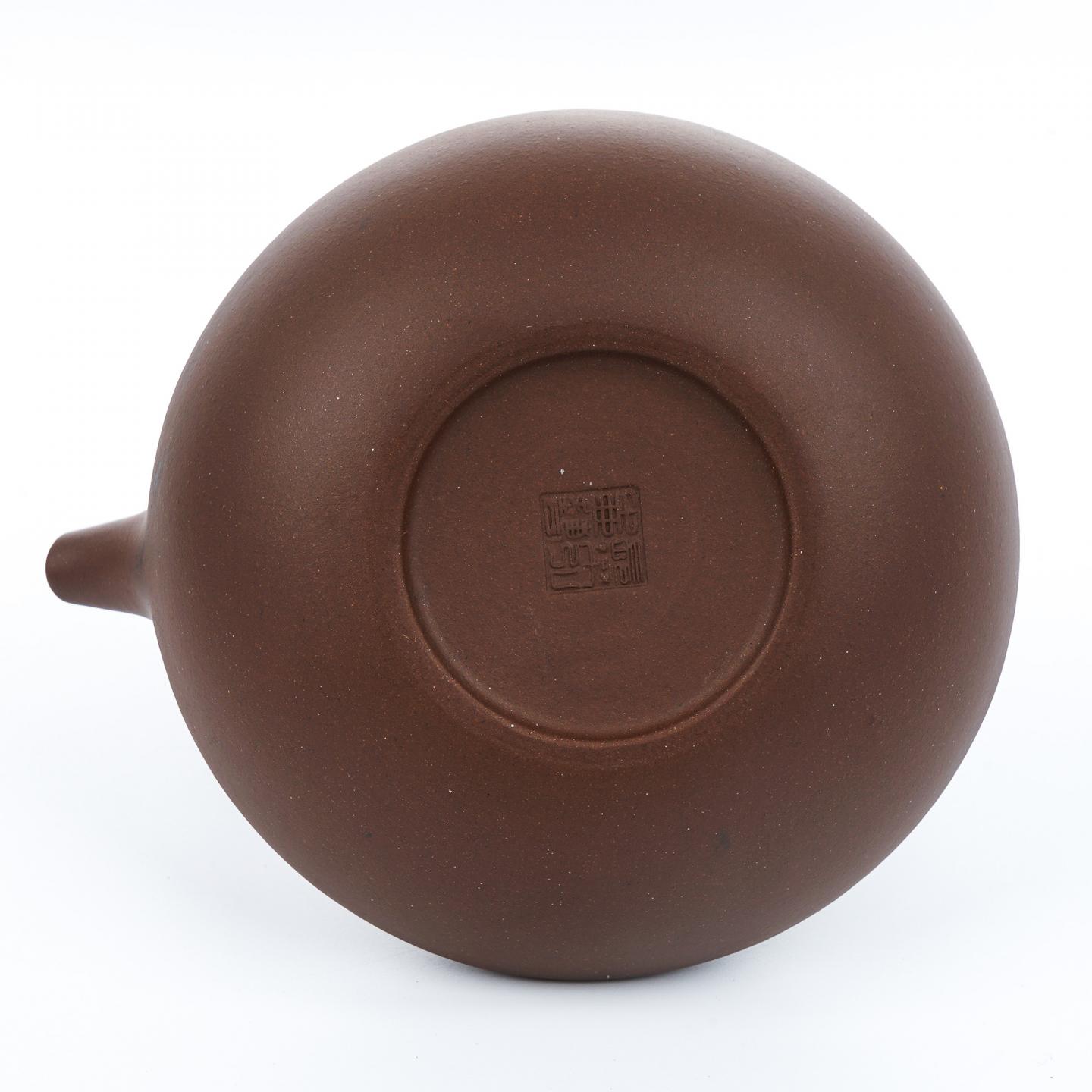 （长乐弘）【徐秀棠题字】合欢提梁壶 紫砂壶 当代 约250cc 约高73mm