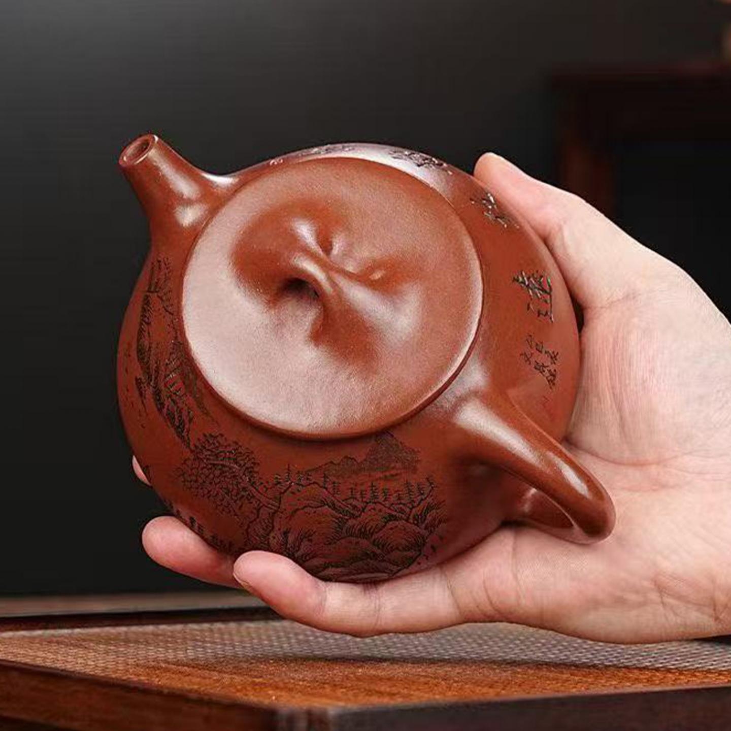 高俊 石瓢壶 紫砂壶 原矿龙血砂 约420cc