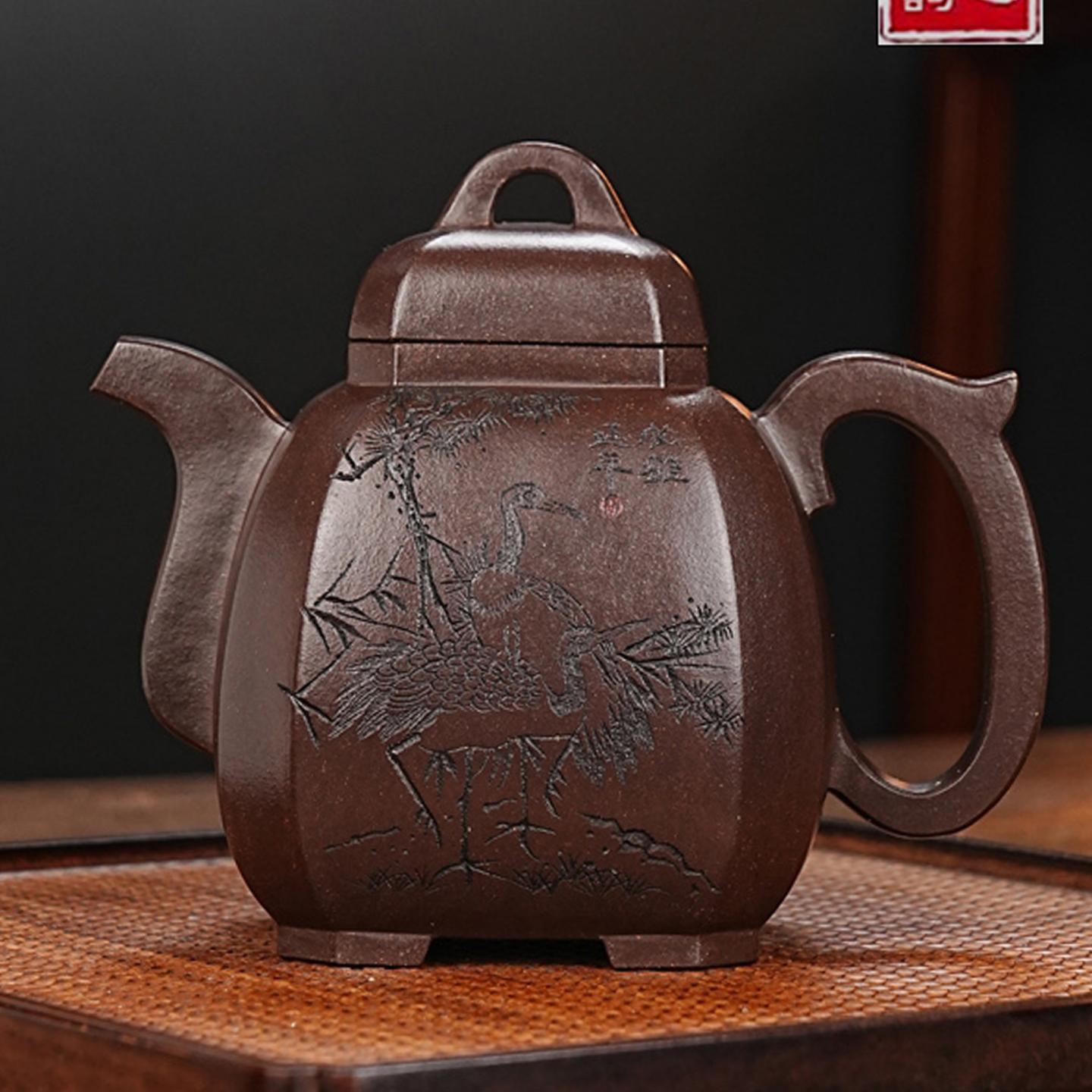 高俊 福临八方壶 紫砂壶 原矿百目老紫泥 约560cc