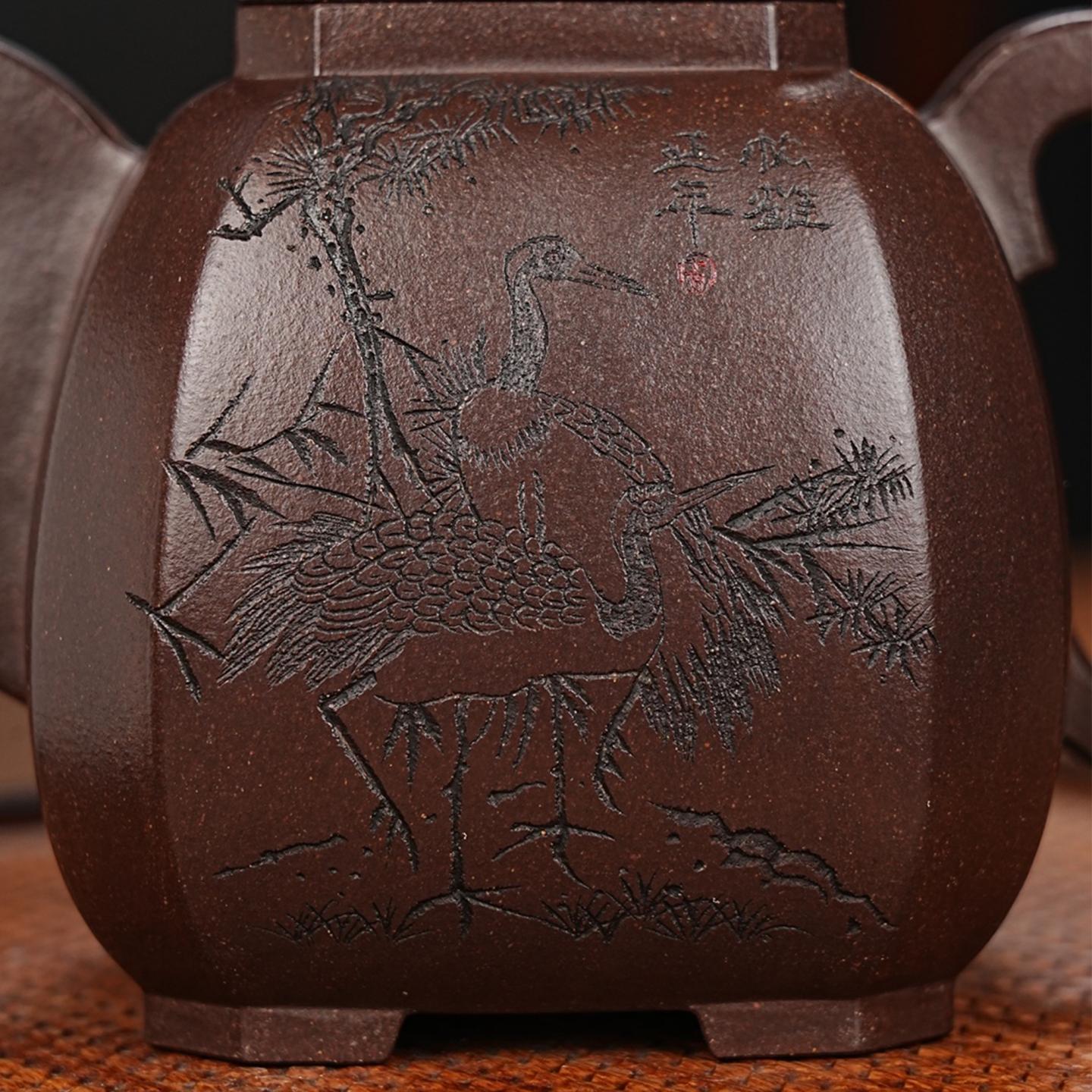 高俊 福临八方壶 紫砂壶 原矿百目老紫泥 约560cc