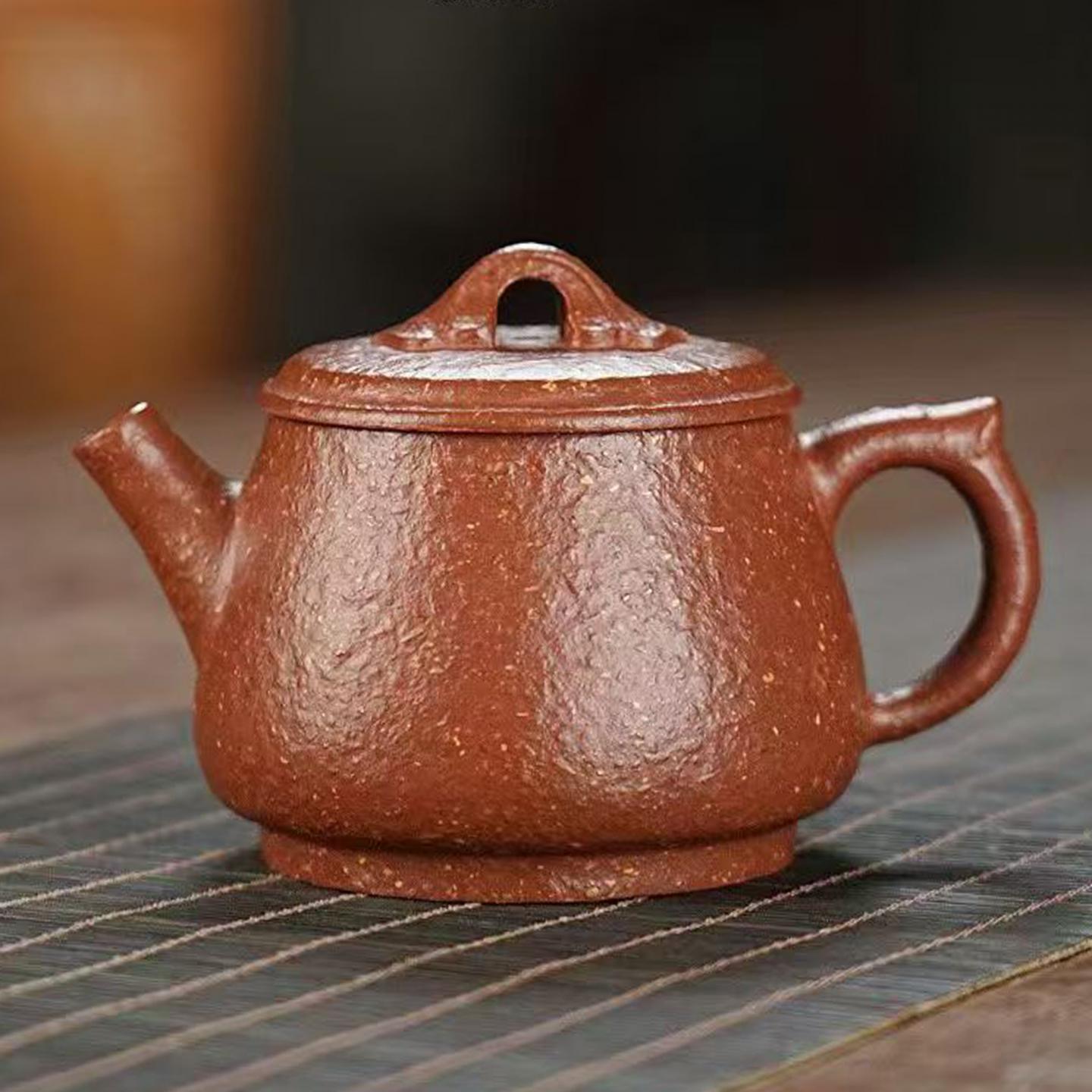 高俊 大口碗玉 紫砂壶 红降坡-八目粗砂 手工捶打 约230cc