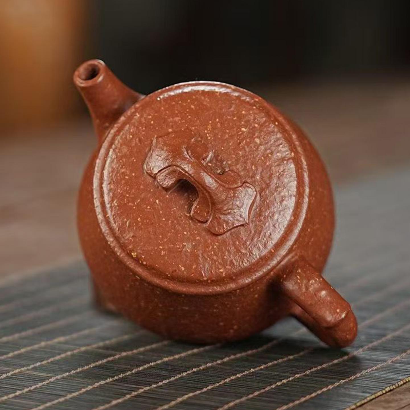 高俊 大口碗玉 紫砂壶 红降坡-八目粗砂 手工捶打 约230cc