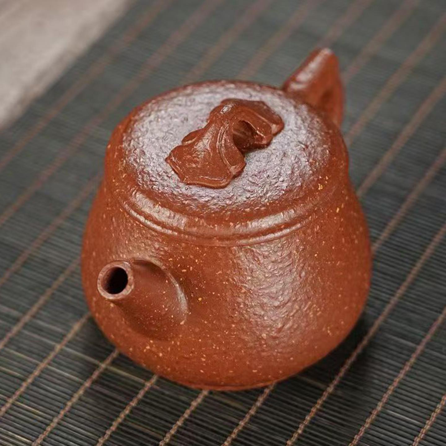 高俊 大口碗玉 紫砂壶 红降坡-八目粗砂 手工捶打 约230cc