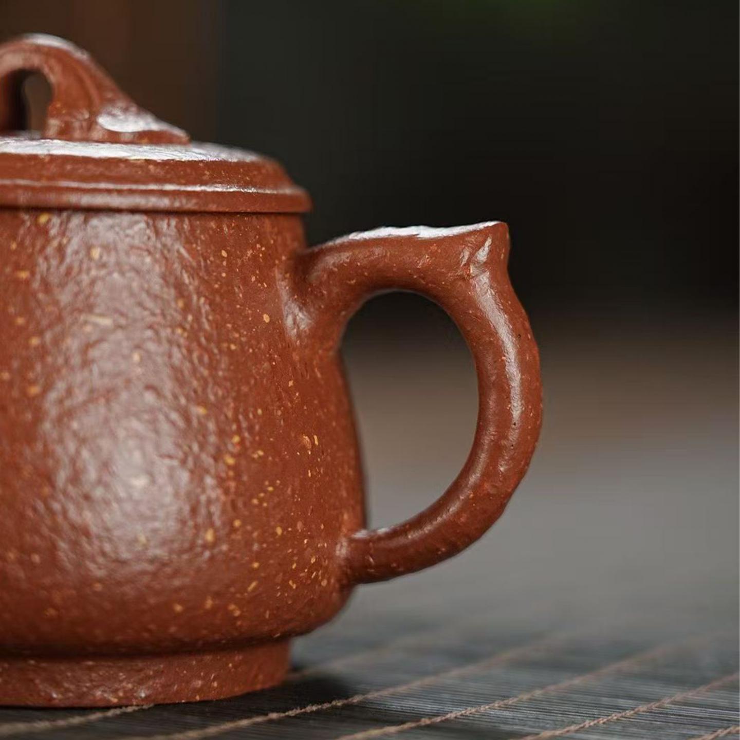 高俊 大口碗玉 紫砂壶 红降坡-八目粗砂 手工捶打 约230cc