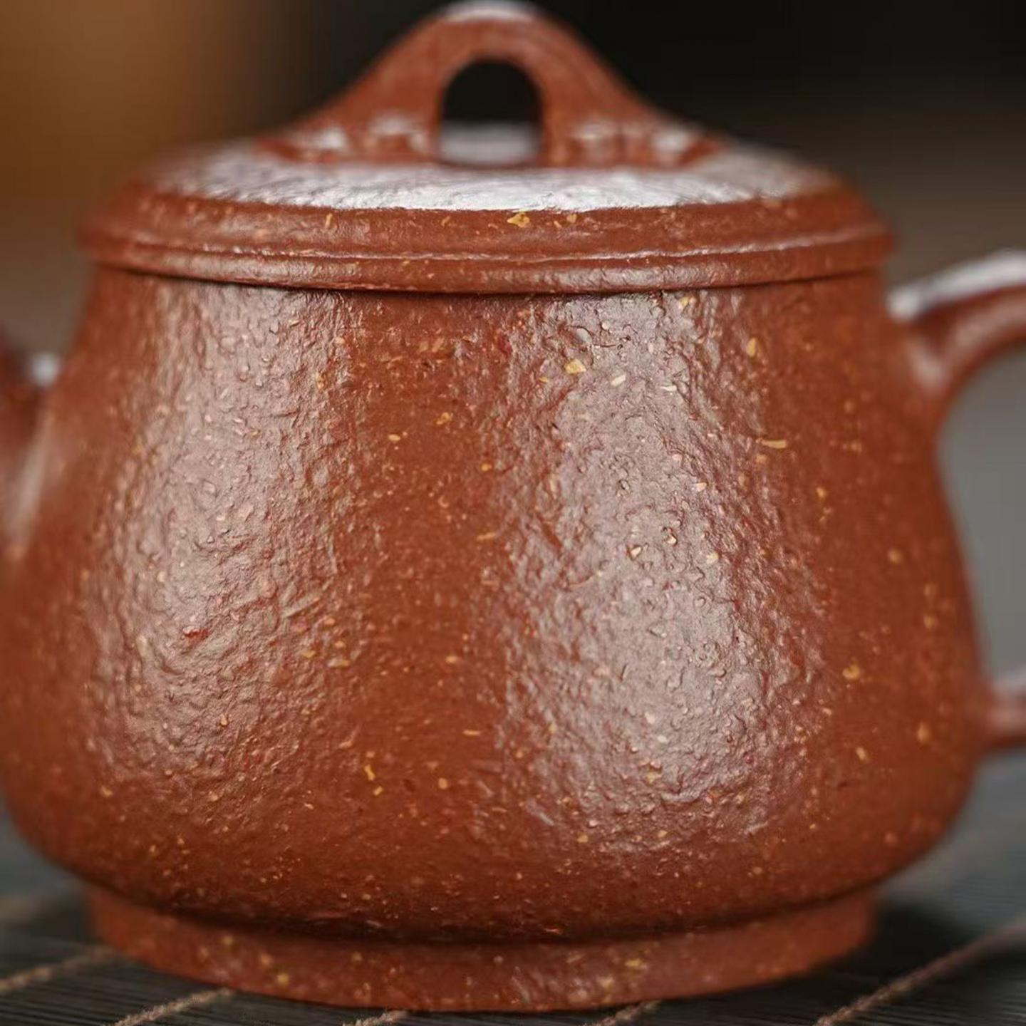 高俊 大口碗玉 紫砂壶 红降坡-八目粗砂 手工捶打 约230cc