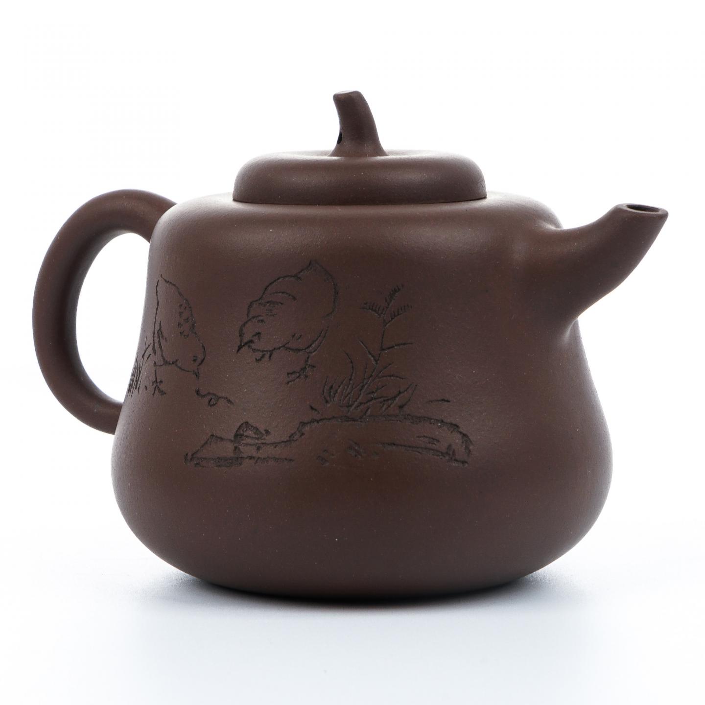 （长乐弘）【徐秀棠题字】葫芦壶 紫砂壶 当代 约360cc 约高93mm