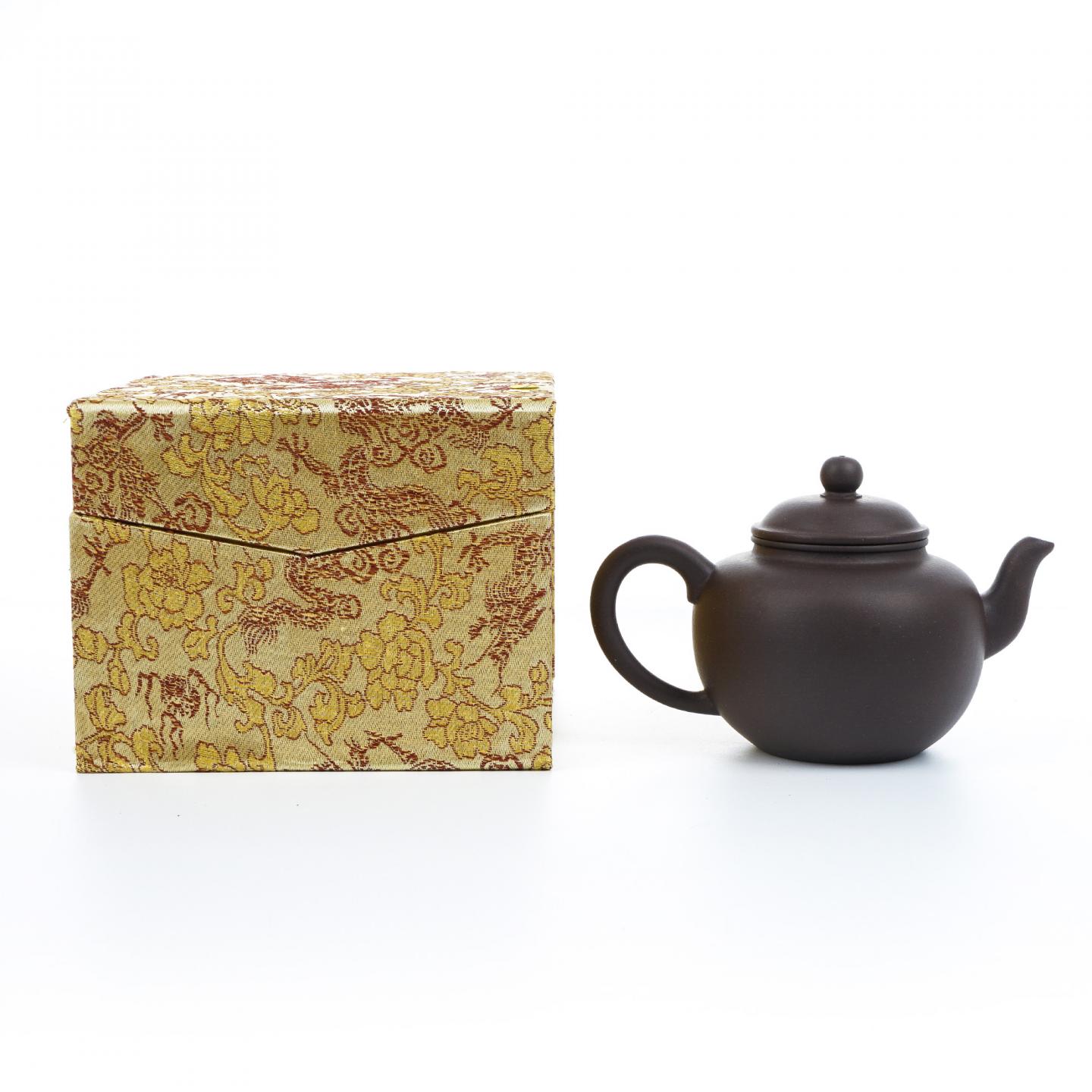 周陶森 圆掇壶 紫砂壶 约90年代 约360cc 约高103mm