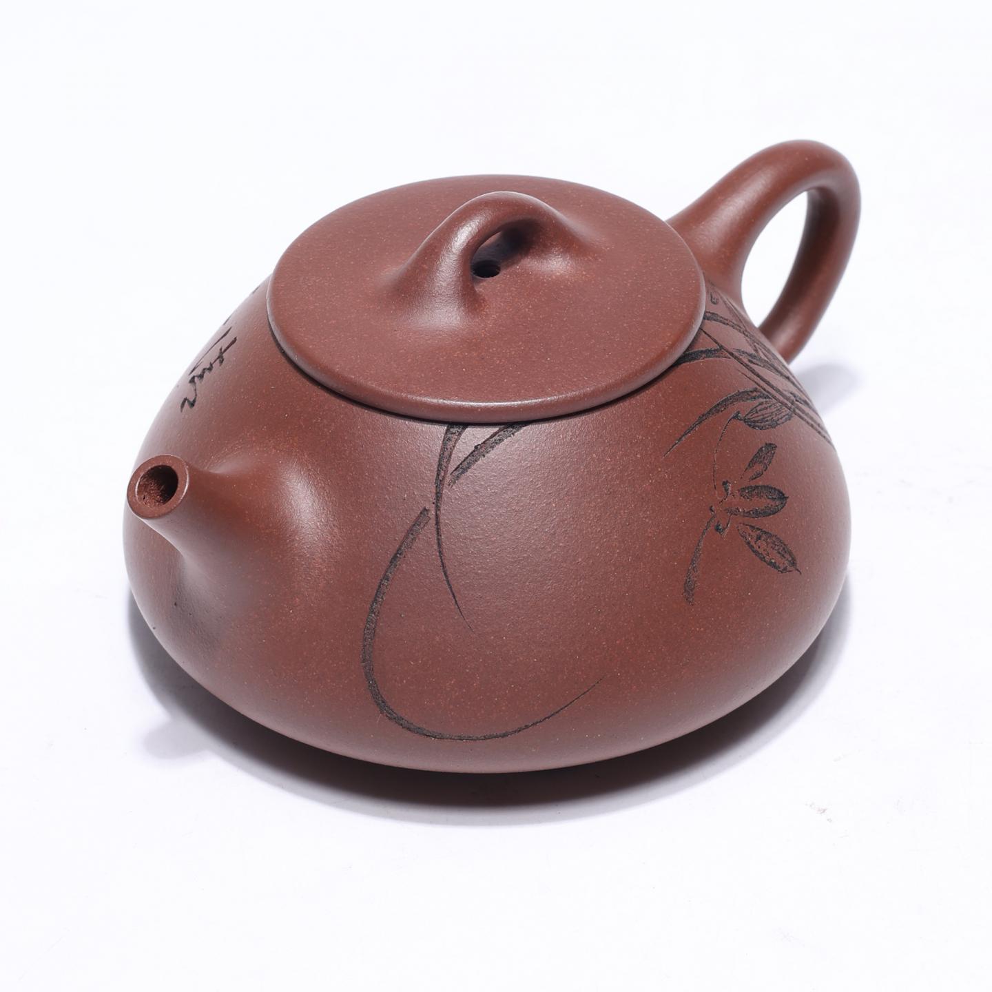 殷嘉悦 平盖石瓢壶 紫砂壶 200cc