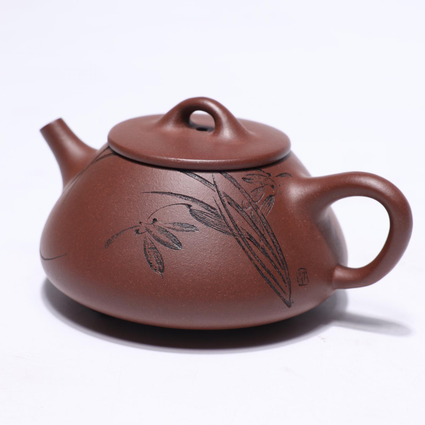 殷嘉悦 平盖石瓢壶 紫砂壶 200cc