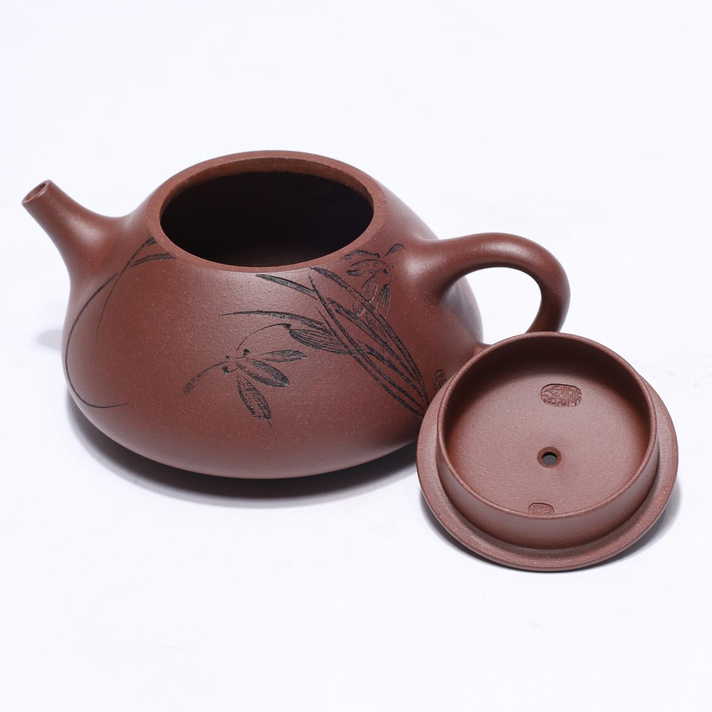 殷嘉悦 平盖石瓢壶 紫砂壶 200cc