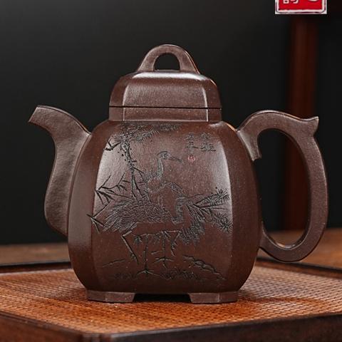 高俊 福临八方壶 紫砂壶 原矿百目老紫泥 约560cc