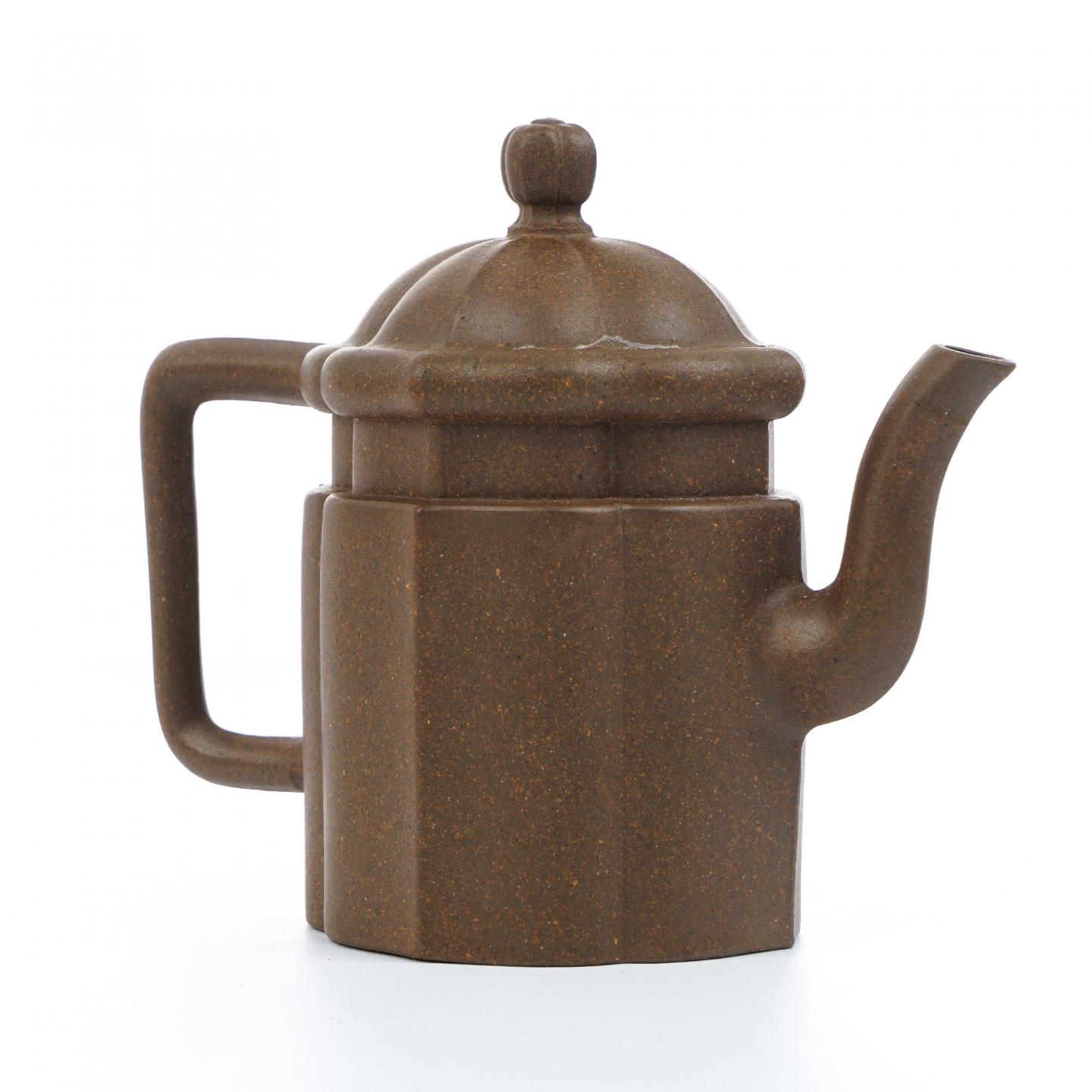 袁江强（九瀚） 明式菱花壶 紫砂壶 2017年 约160cc 高约104mm