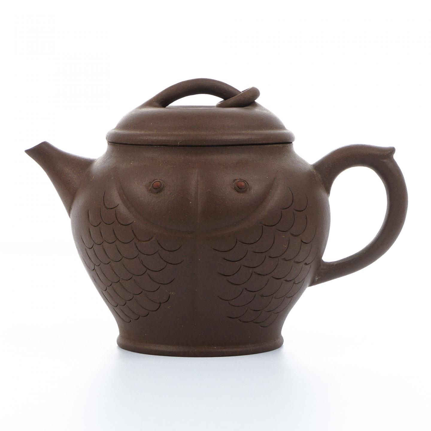 老一厂壶 双鱼壶 紫砂壶 约80年代 约200cc 高约85mm