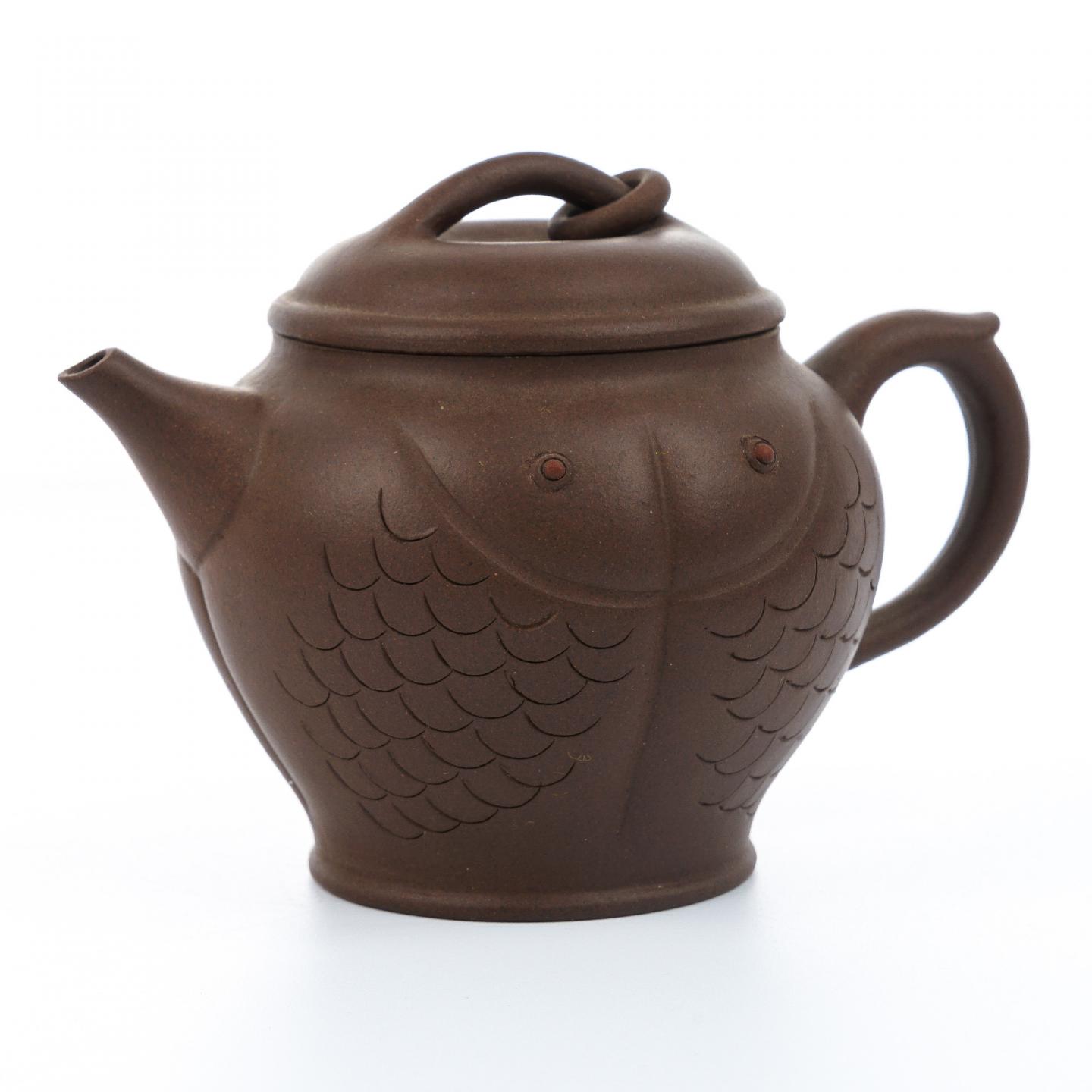 老一厂壶 双鱼壶 紫砂壶 约80年代 约200cc 高约85mm