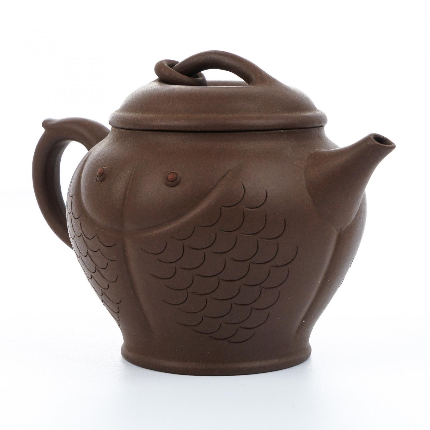 老一厂壶 双鱼壶 紫砂壶 约80年代 约200cc 高约85mm