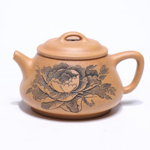 魏长发 牡丹石瓢壶 紫砂壶 250cc