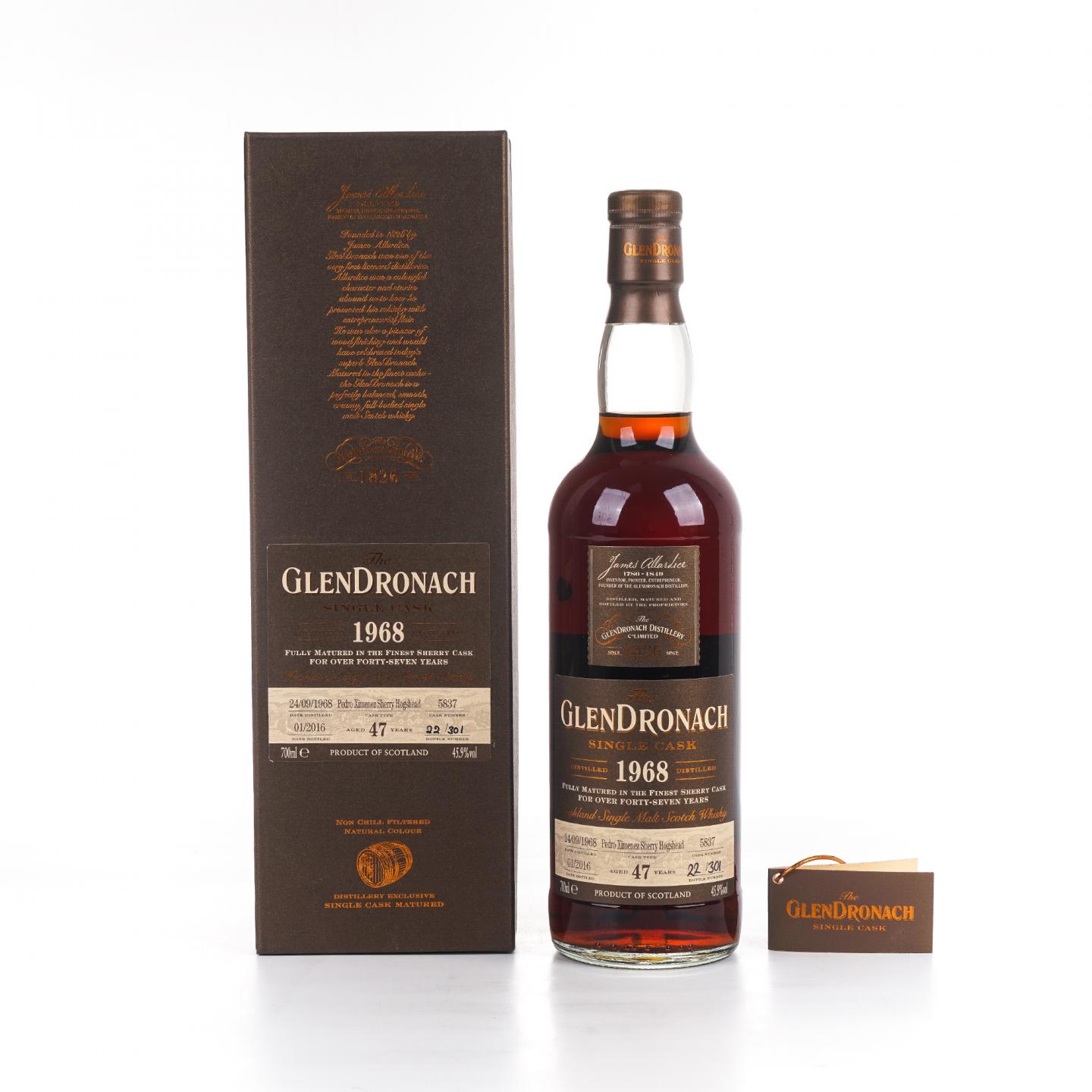 Glendronach 格兰多纳 47年 1968-2016 雪莉单桶#5837 国际版