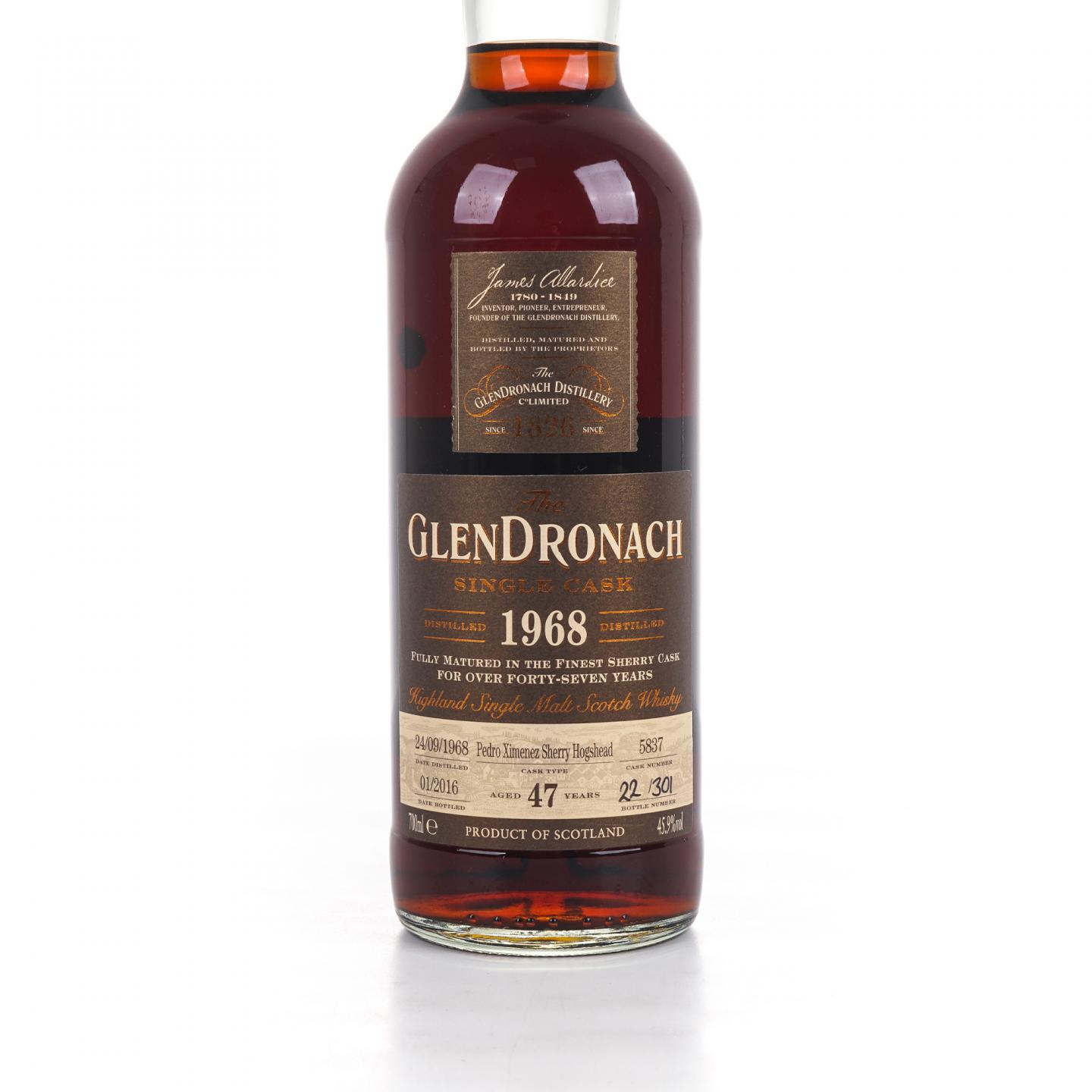 Glendronach 格兰多纳 47年 1968-2016 雪莉单桶#5837 国际版