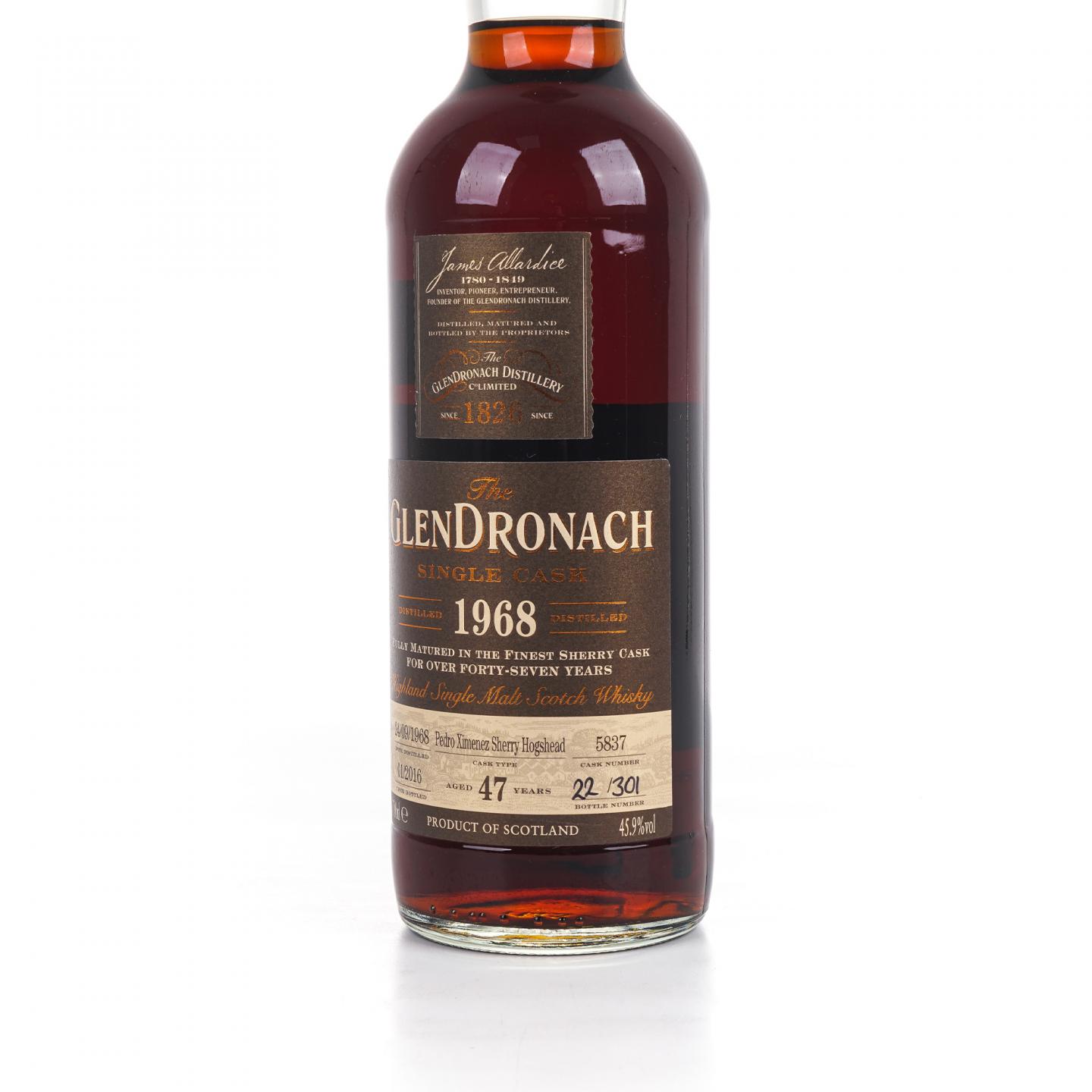 Glendronach 格兰多纳 47年 1968-2016 雪莉单桶#5837 国际版