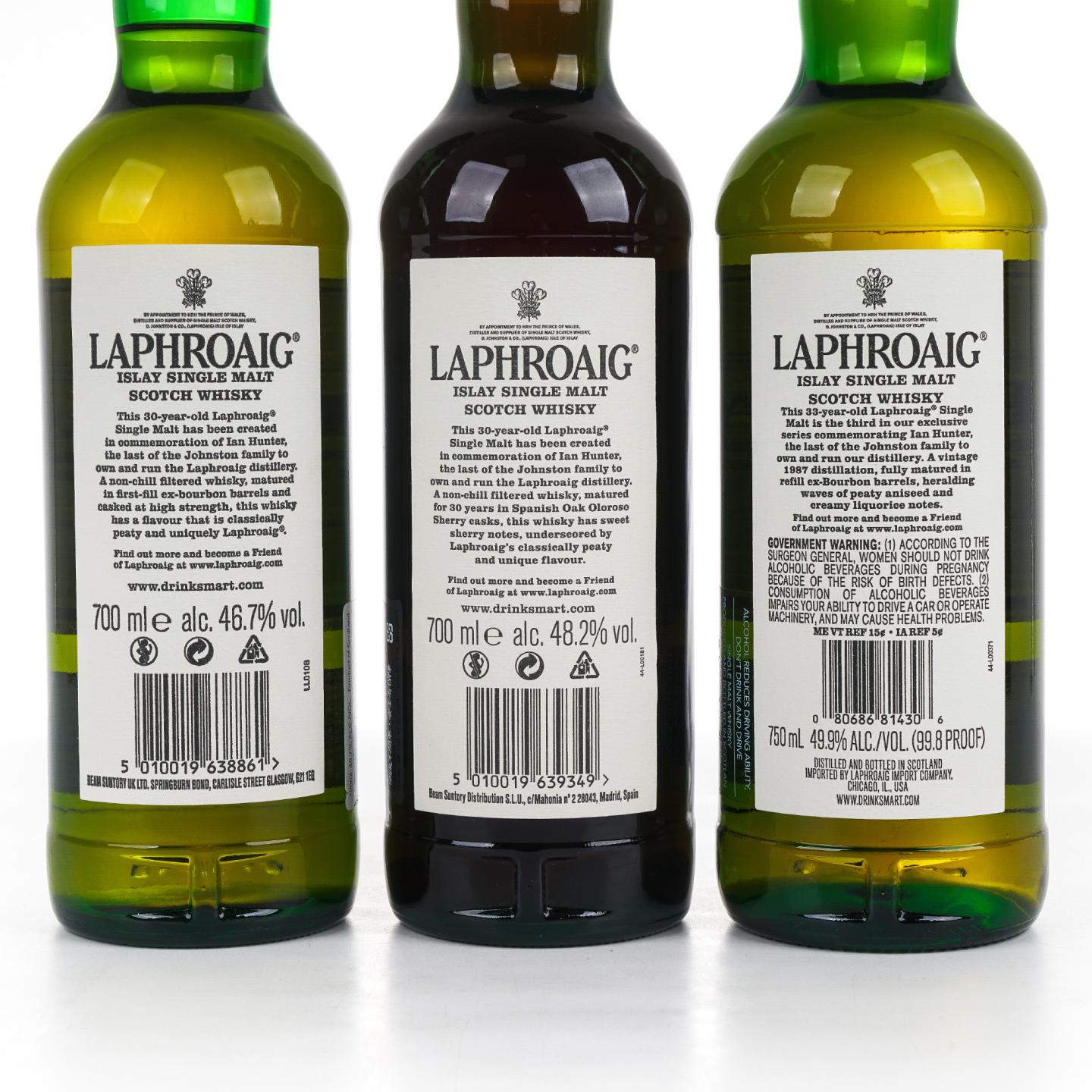 Laphroaig 拉弗格 30/33年 伊恩·亨特之书 1-3版 3支组