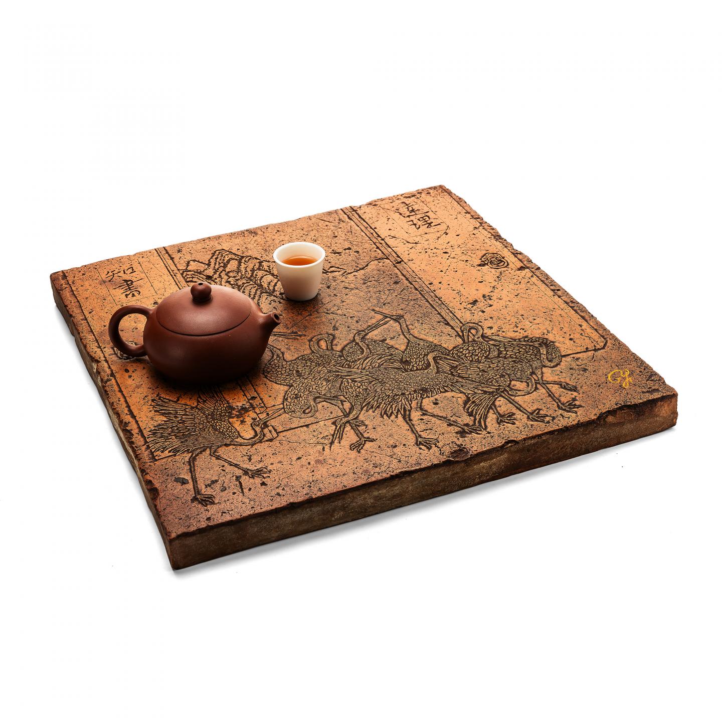 高博峰 《鹤落前庭》 规格：40cm X 40cm X 3cm