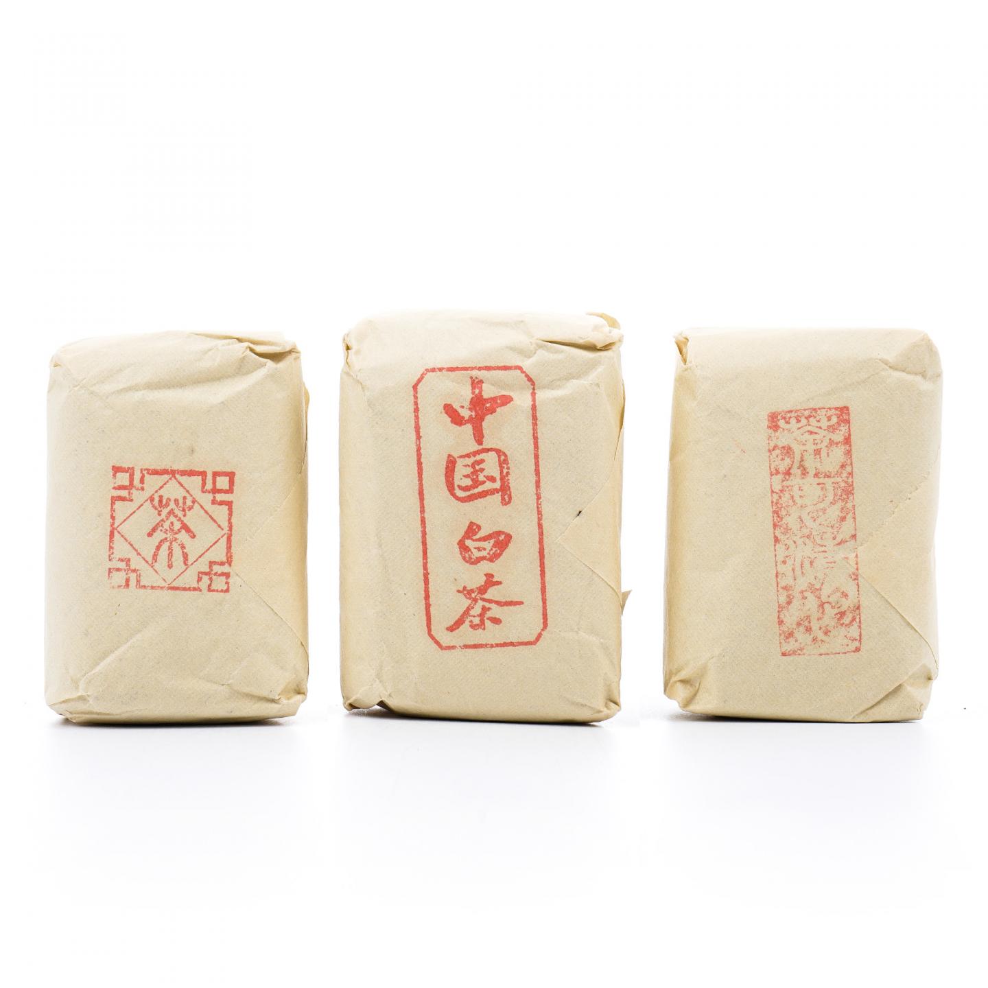 九十年代 中茶公司出口金记茶行 玉麒麟+白鸡冠+寿眉 3包*50g