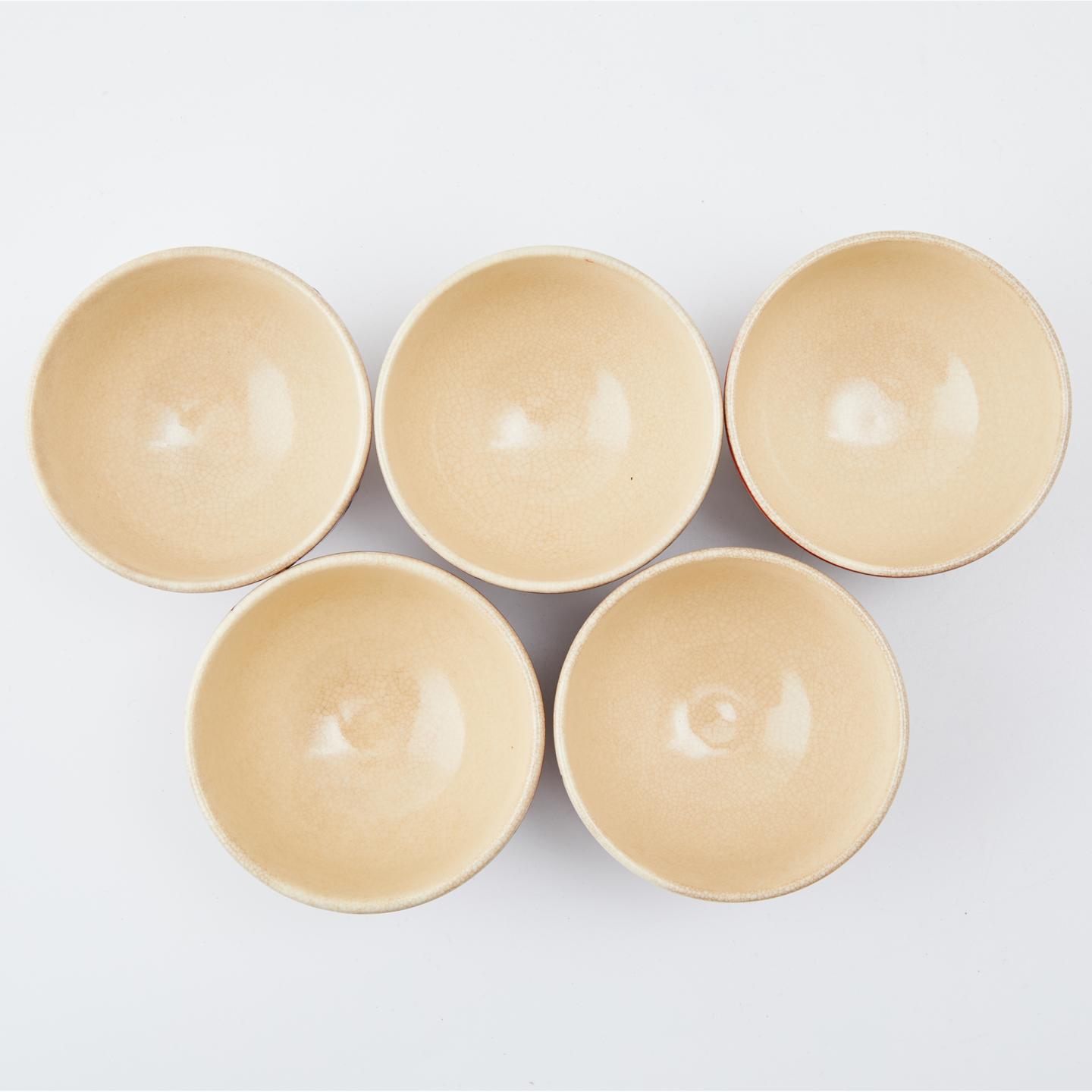 平安晓山｜昭和时期 满赤绘竹纹主人杯5客