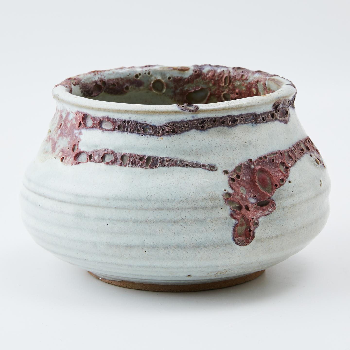 阿漕烧｜明治时期 红釉绘建水