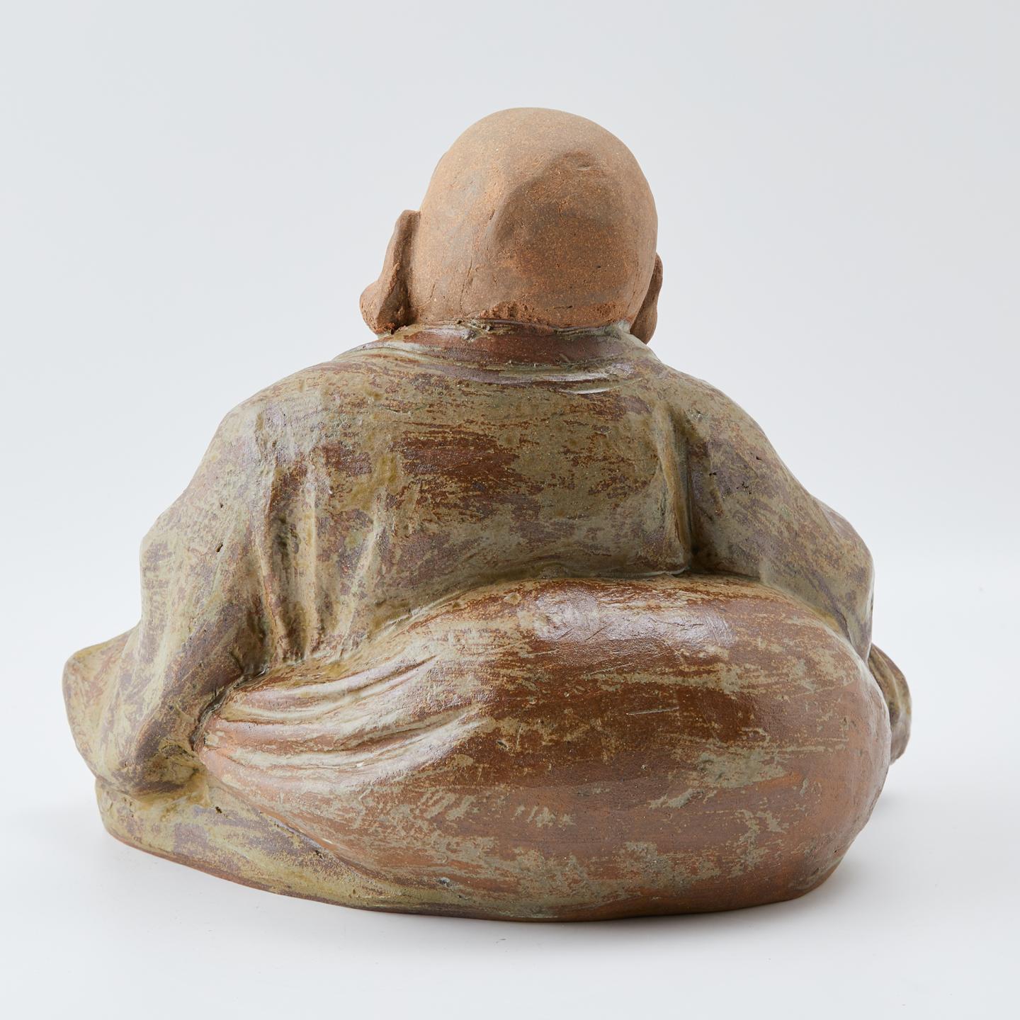 南部祥云｜昭和时期 本手作素胎布袋和尚置物