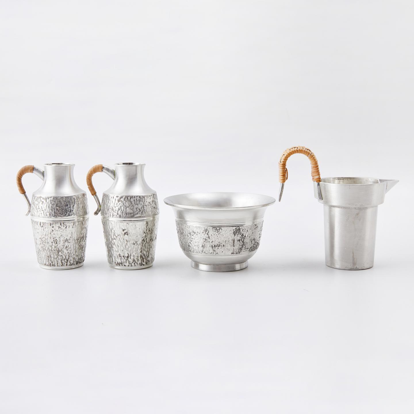 本锡锡半｜昭和时期 岩肌锤文锡制大套组