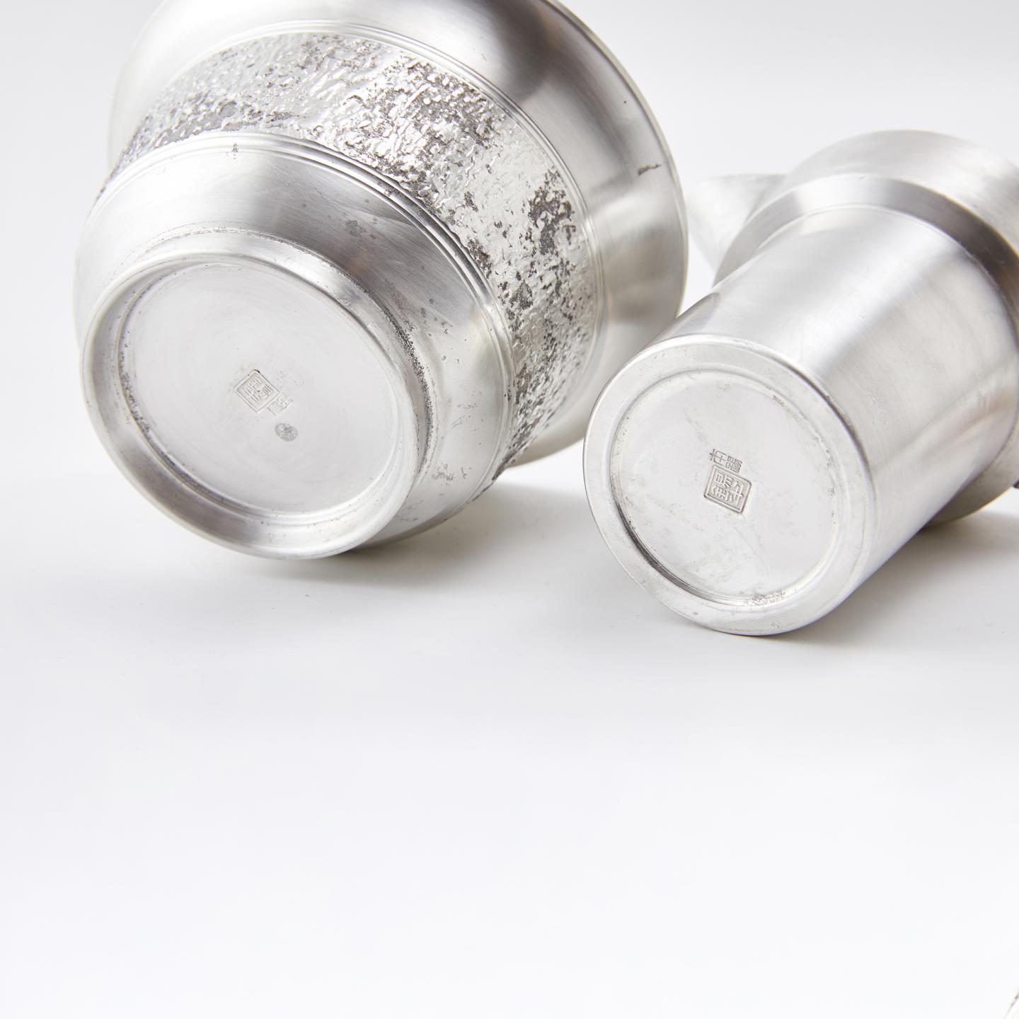 本锡锡半｜昭和时期 岩肌锤文锡制大套组