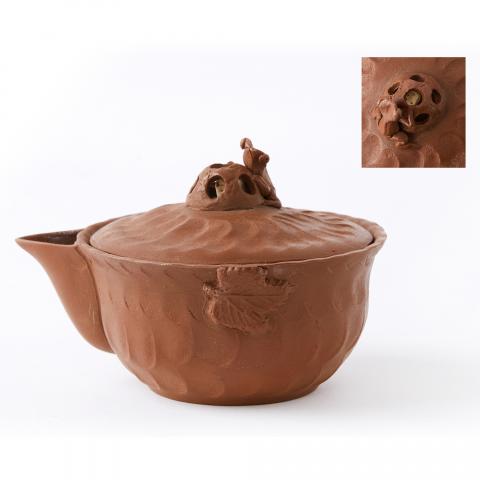 室井胜三｜昭和时期 纯手捏手捻青蛙摘万古烧宝瓶