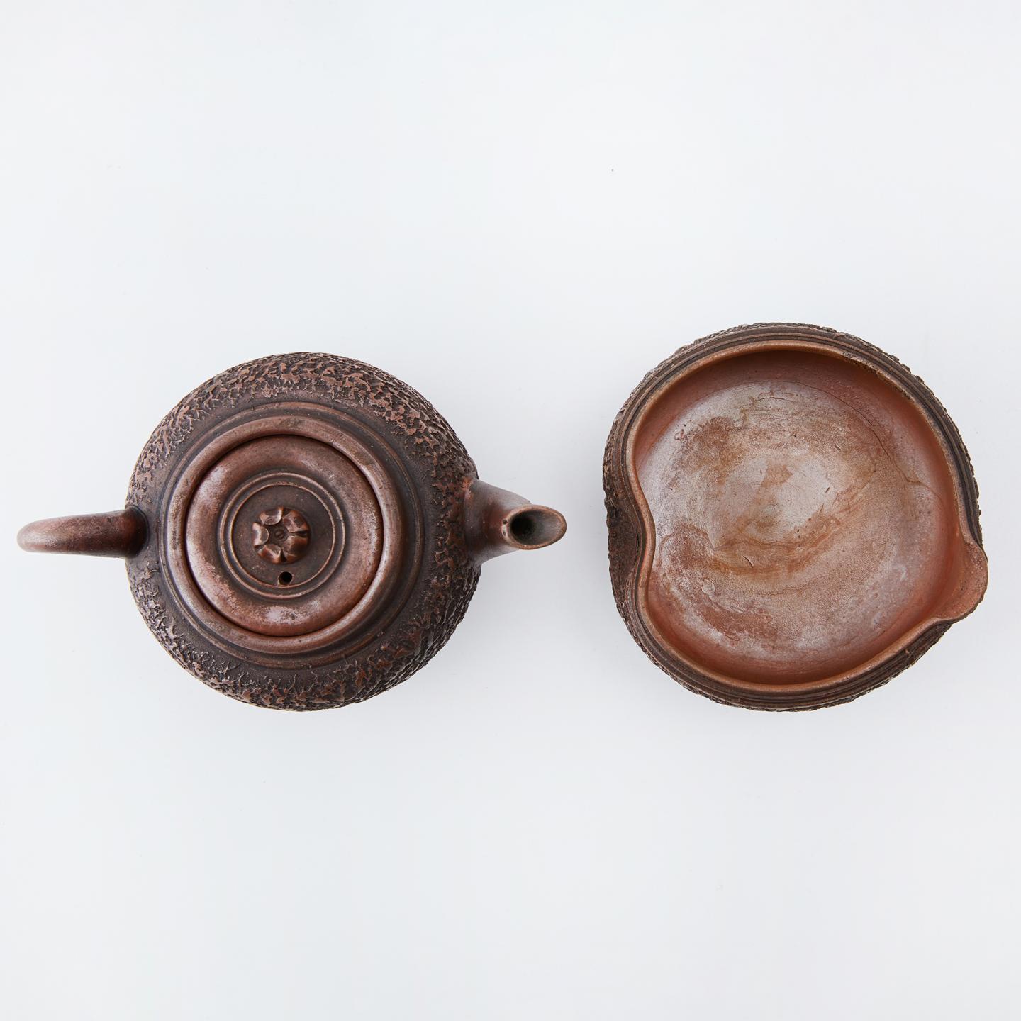 古备前｜明治时期 荒肌纹后手急须茶具套组