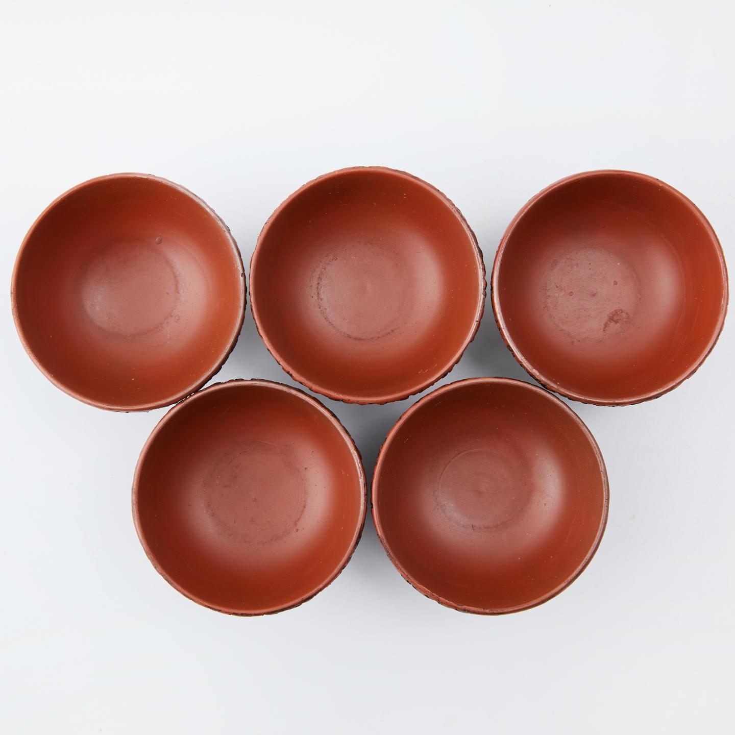 古备前｜明治时期 荒肌纹后手急须茶具套组