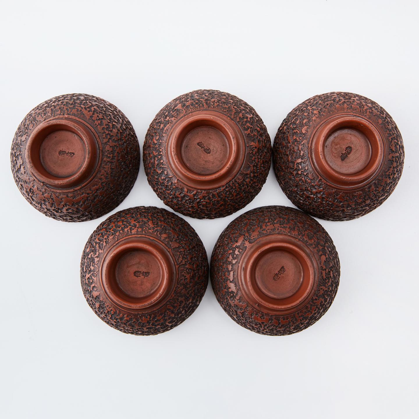 古备前｜明治时期 荒肌纹后手急须茶具套组