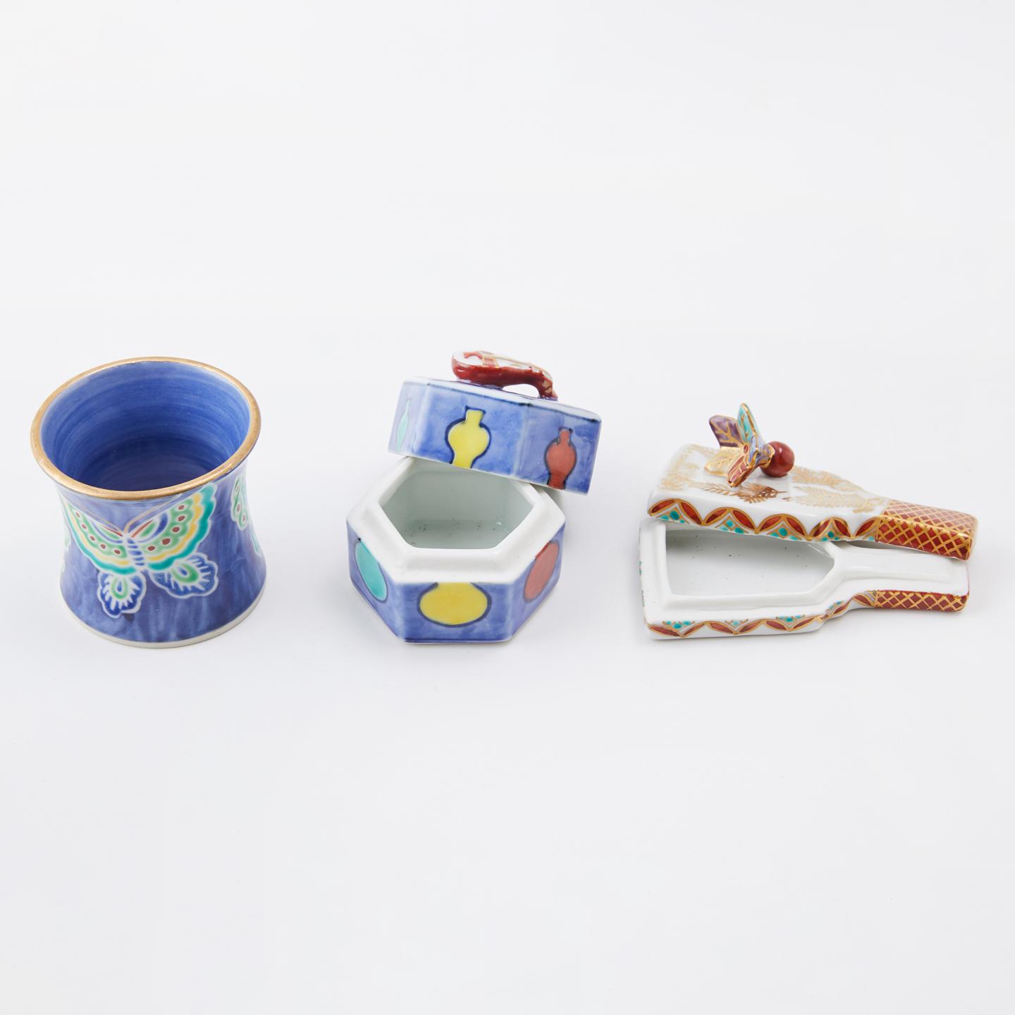 京烧巨匠高野昭阿弥丨昭和时期 色绘香盒盖置组