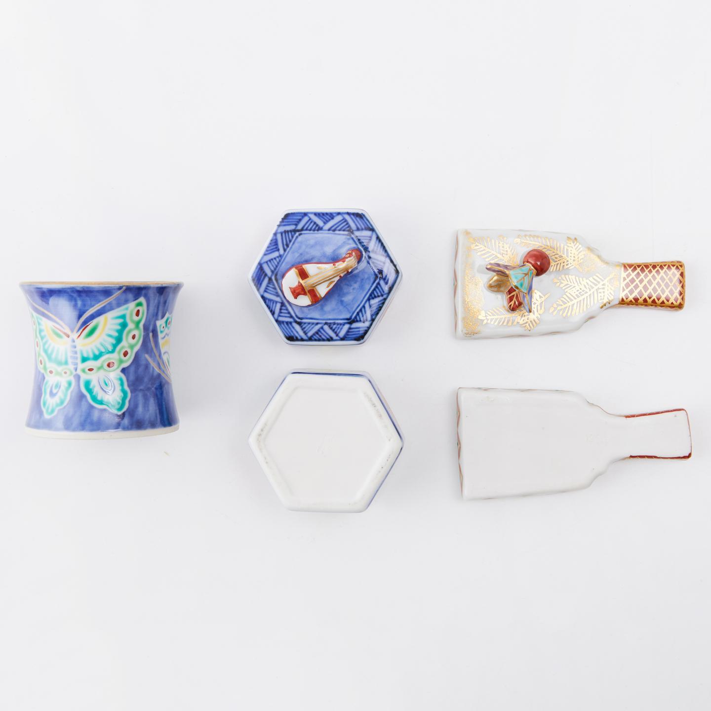 京烧巨匠高野昭阿弥丨昭和时期 色绘香盒盖置组