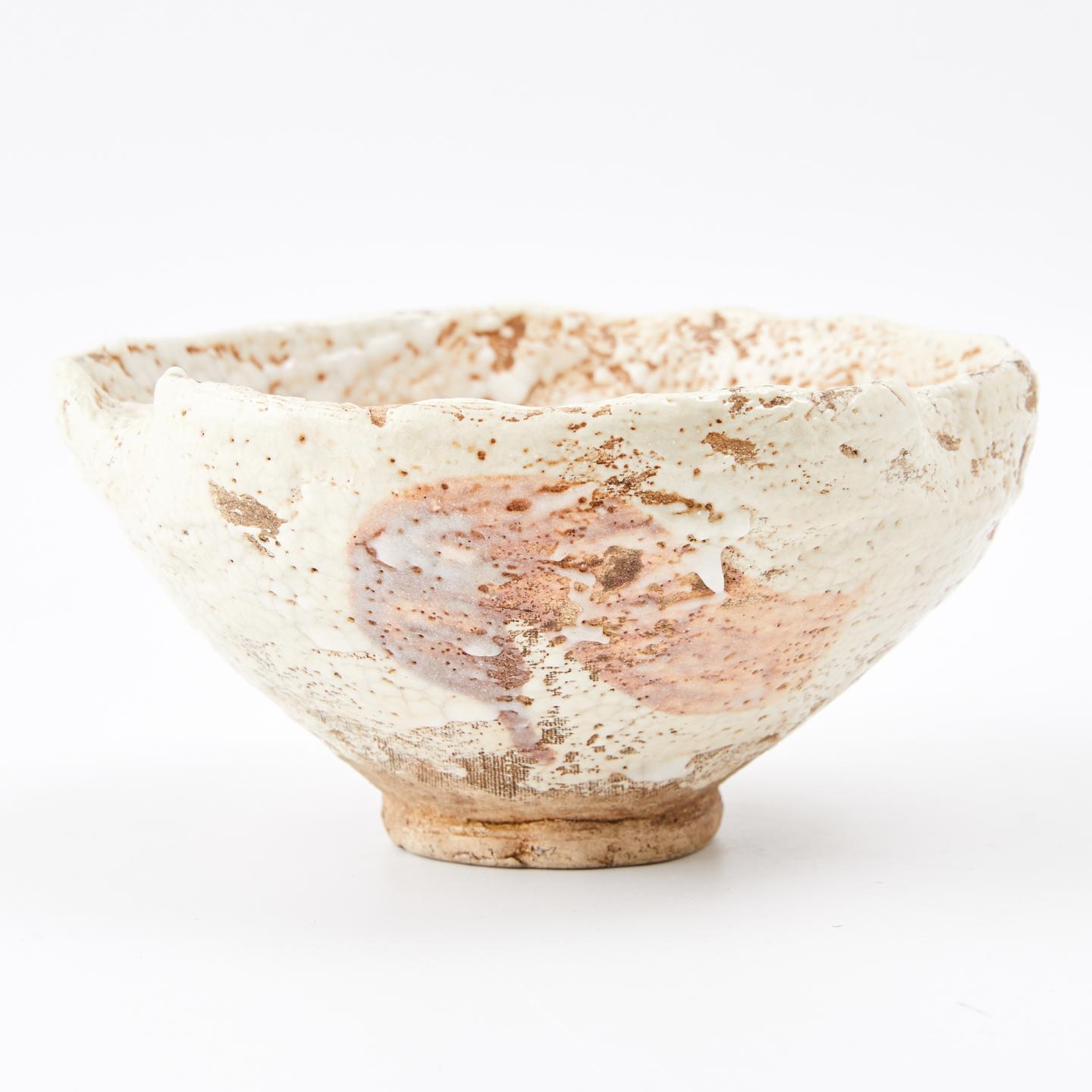 正木烧丨江户时期 纯手捏海波文志野釉茶碗