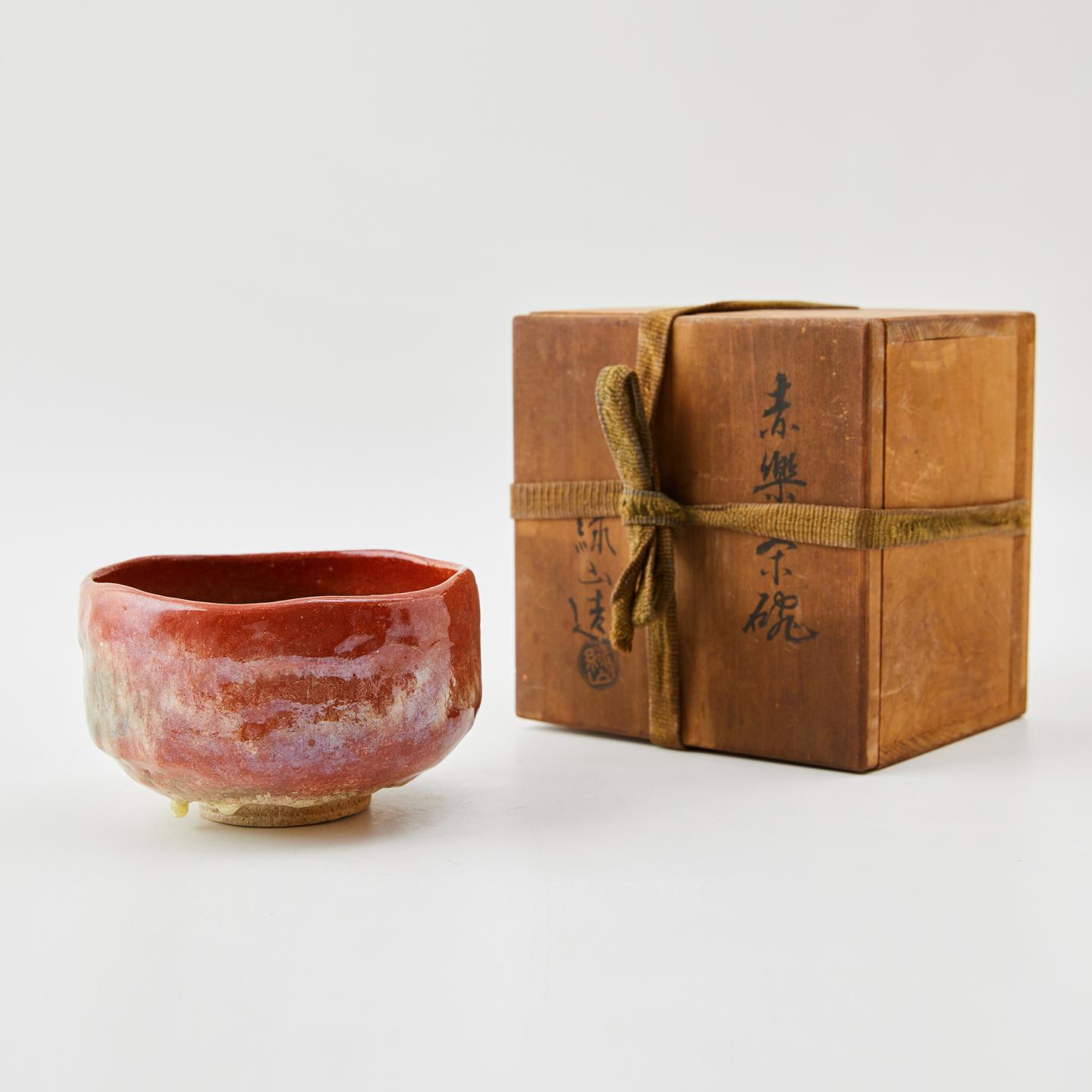 绿山造｜大正时期 耀彩泪釉赤乐茶碗