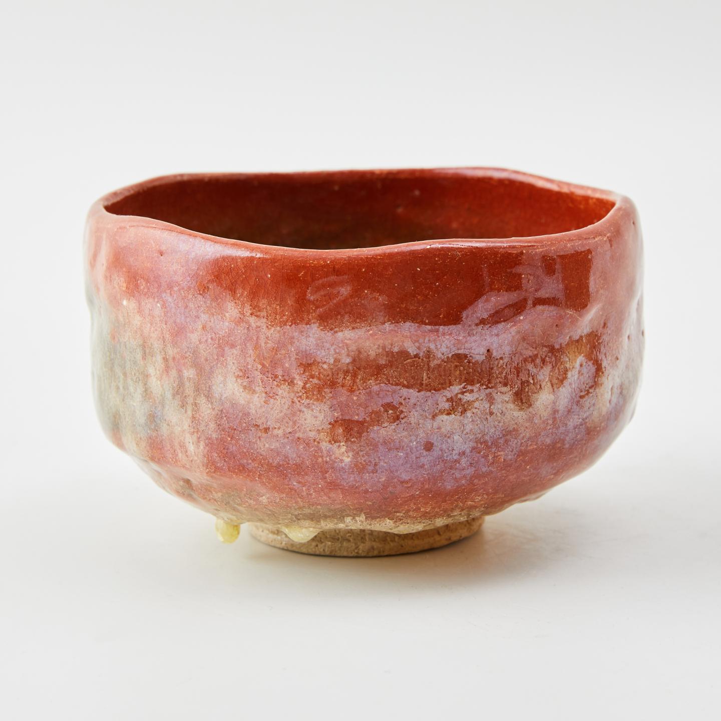 绿山造｜大正时期 耀彩泪釉赤乐茶碗