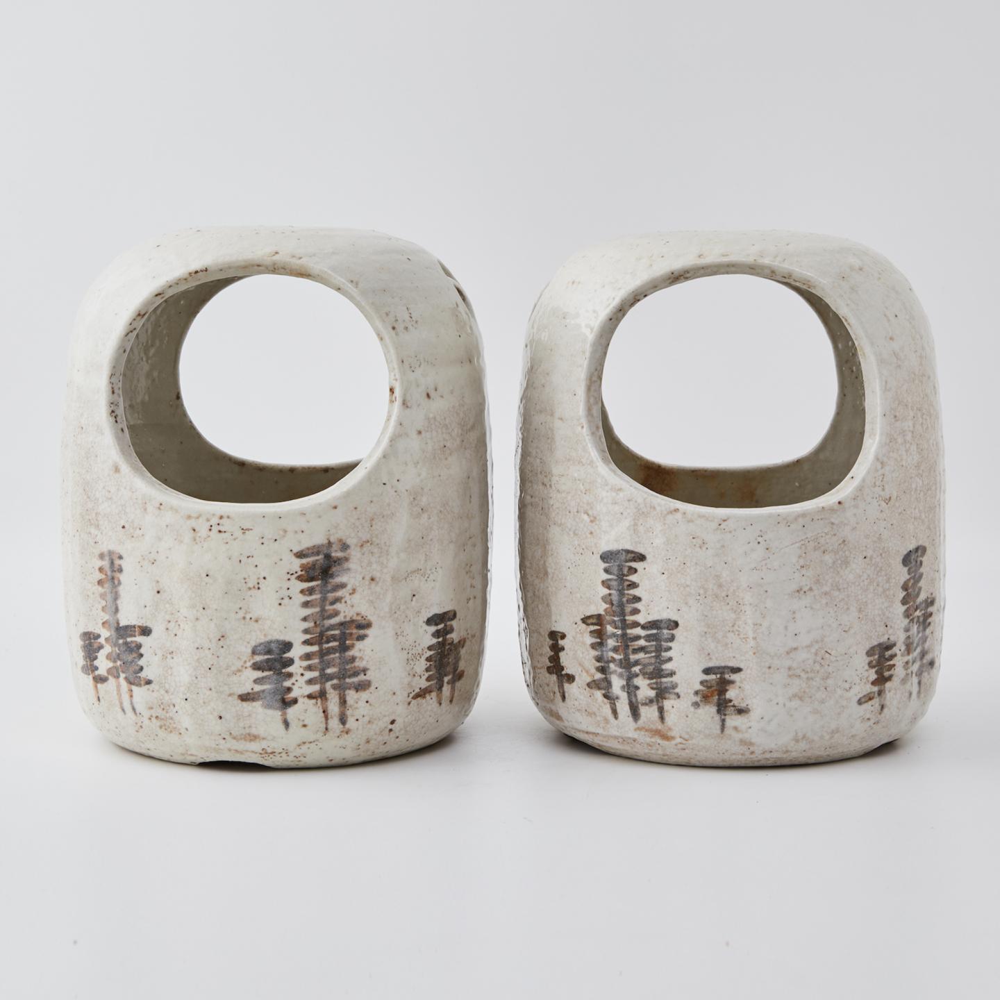 加藤春鼎｜昭和时期 风景画片志野火火钵一组