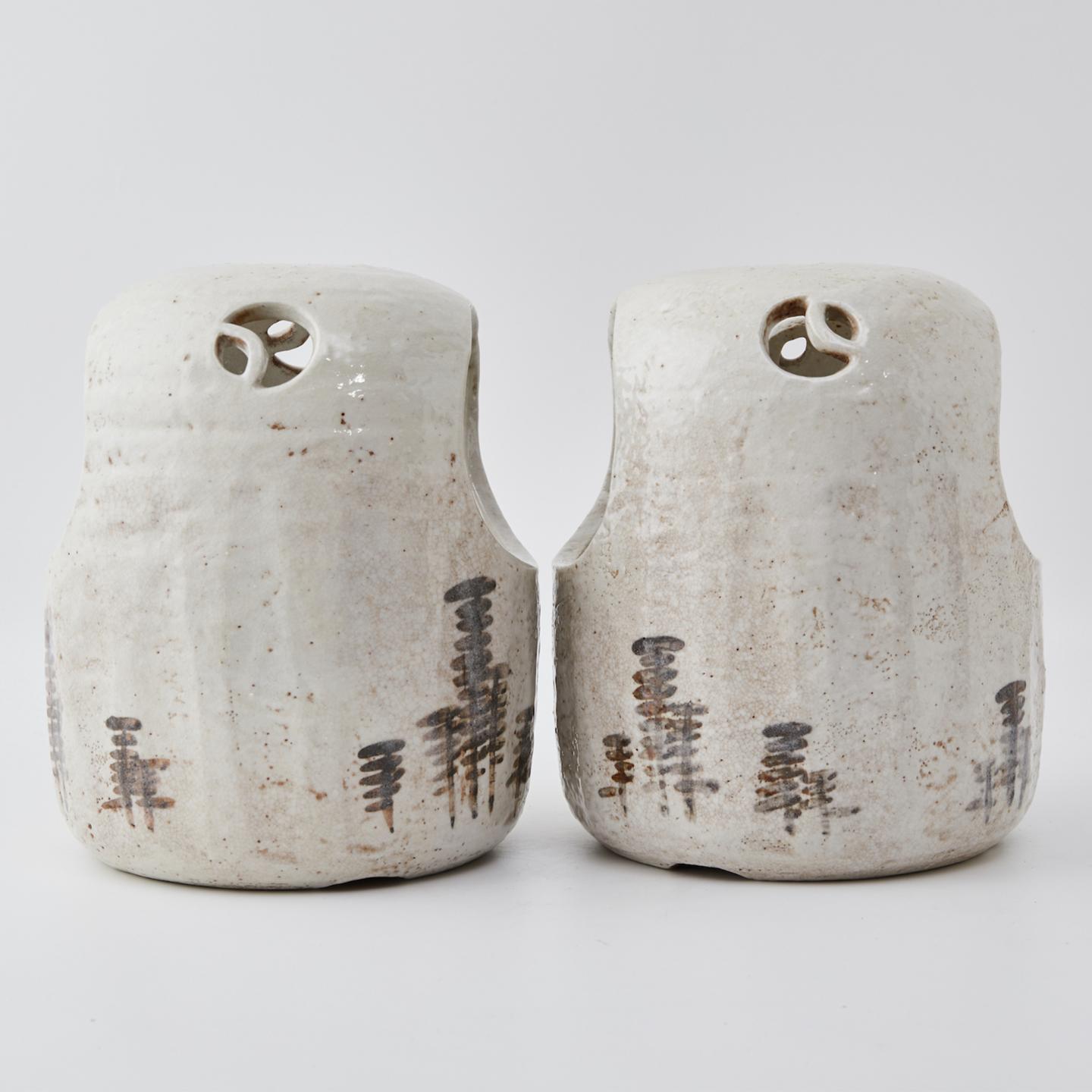 加藤春鼎｜昭和时期 风景画片志野火火钵一组