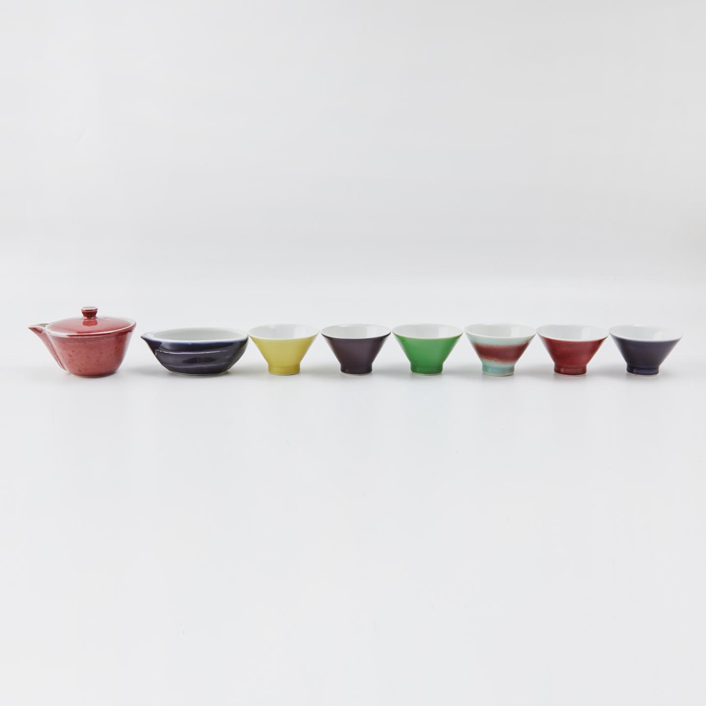 七十四代朝日丰斋|昭和时期 七彩耀变茶具套组