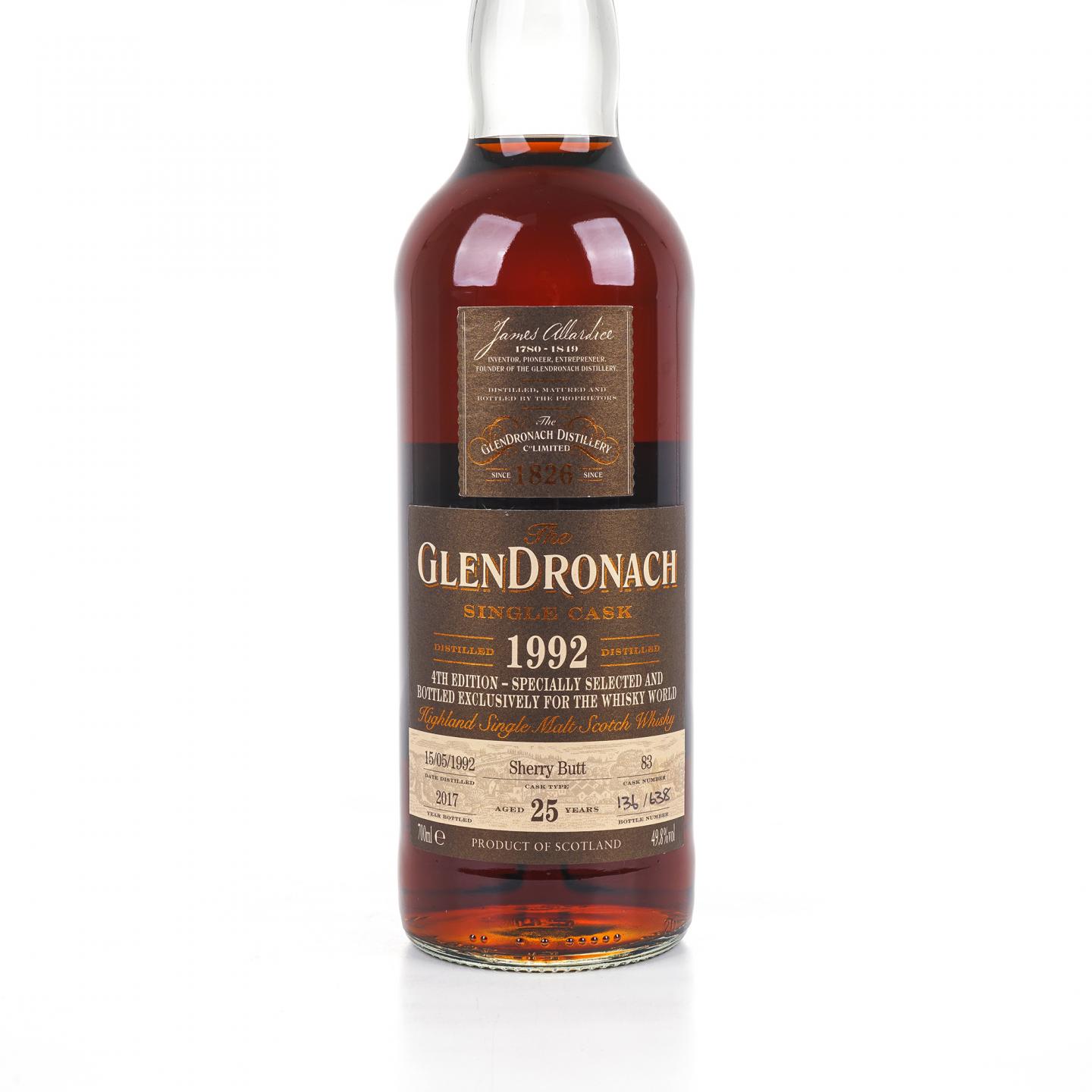 Glendronach 格兰多纳 25年 1992-2017 雪莉单桶#83
