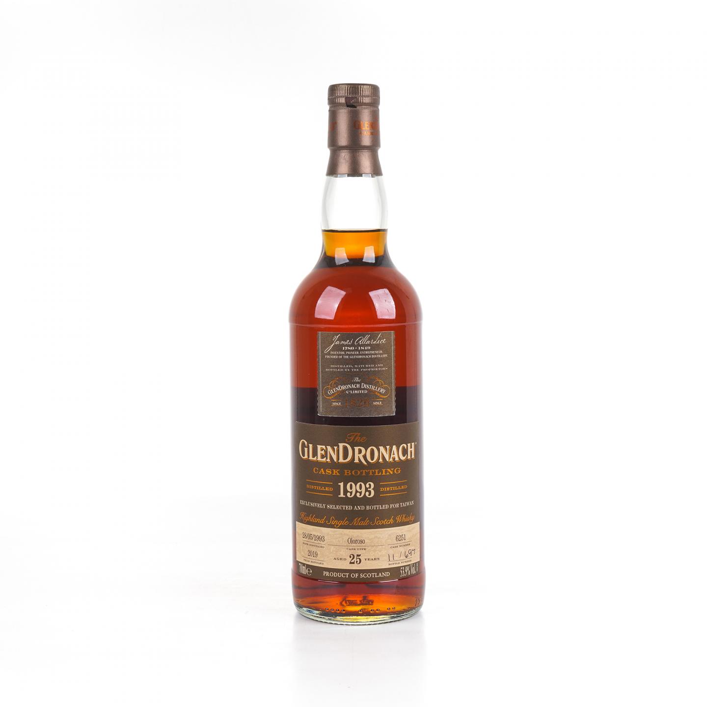 Glendronach 格兰多纳 25年 1993-2019 雪莉桶#6251