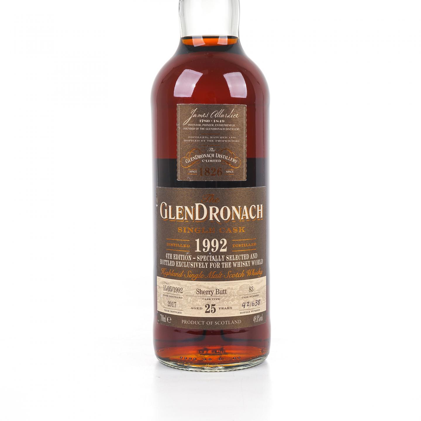 Glendronach 格兰多纳 25年 1992-2017 雪莉桶#83 单桶