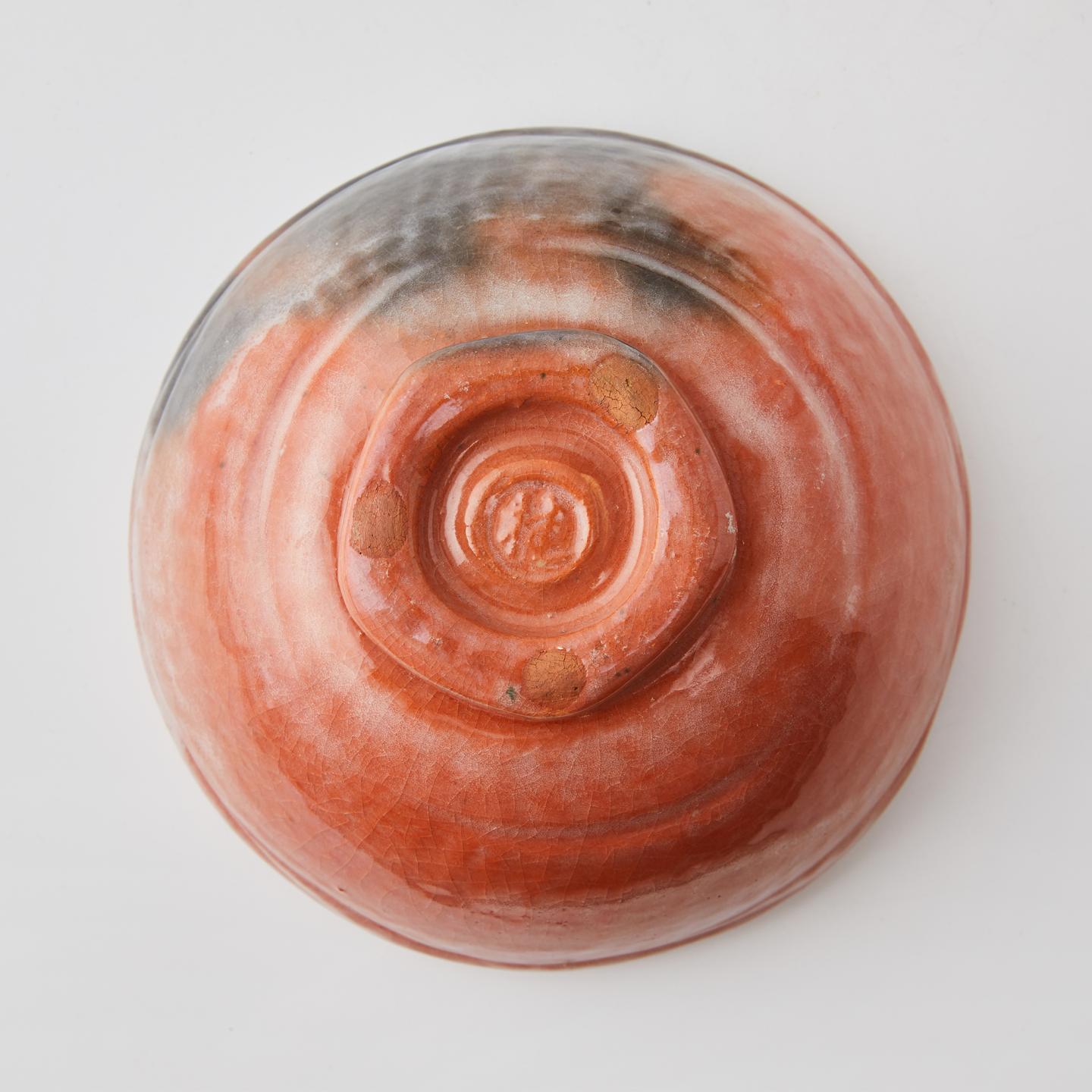 桂窑|昭和时期 低温乐烧赤乐金银茶碗