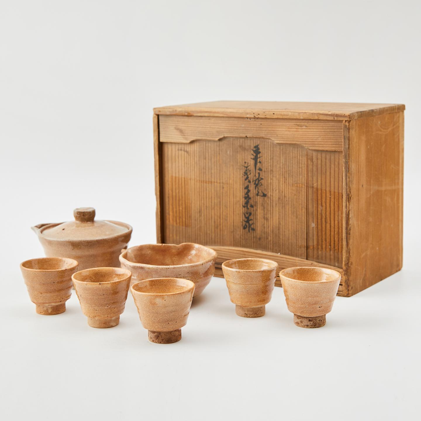 中村松堂｜明治时期 古萩烧茶具套