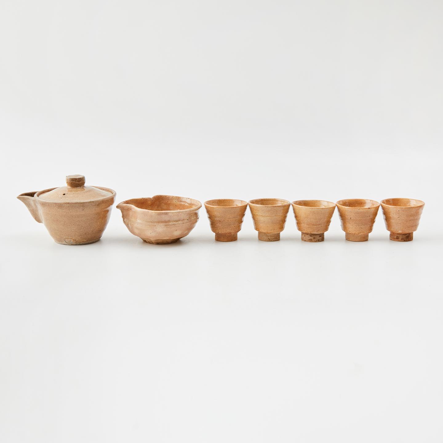 中村松堂｜明治时期 古萩烧茶具套